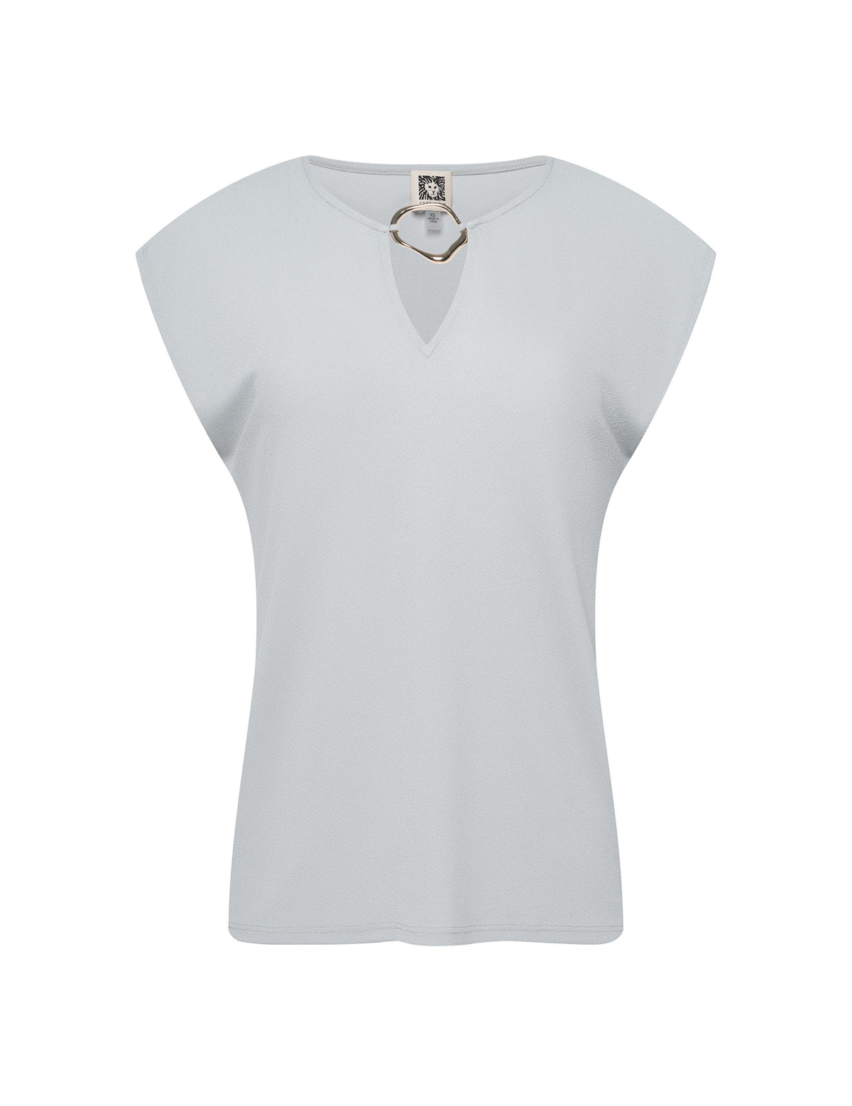 Anne Klein Soft Aloe Textured Crepe Keyhole Top