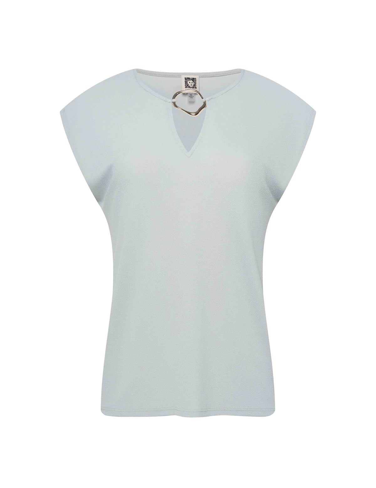 Anne Klein Soft Aloe Petite Textured Crepe Keyhole Top