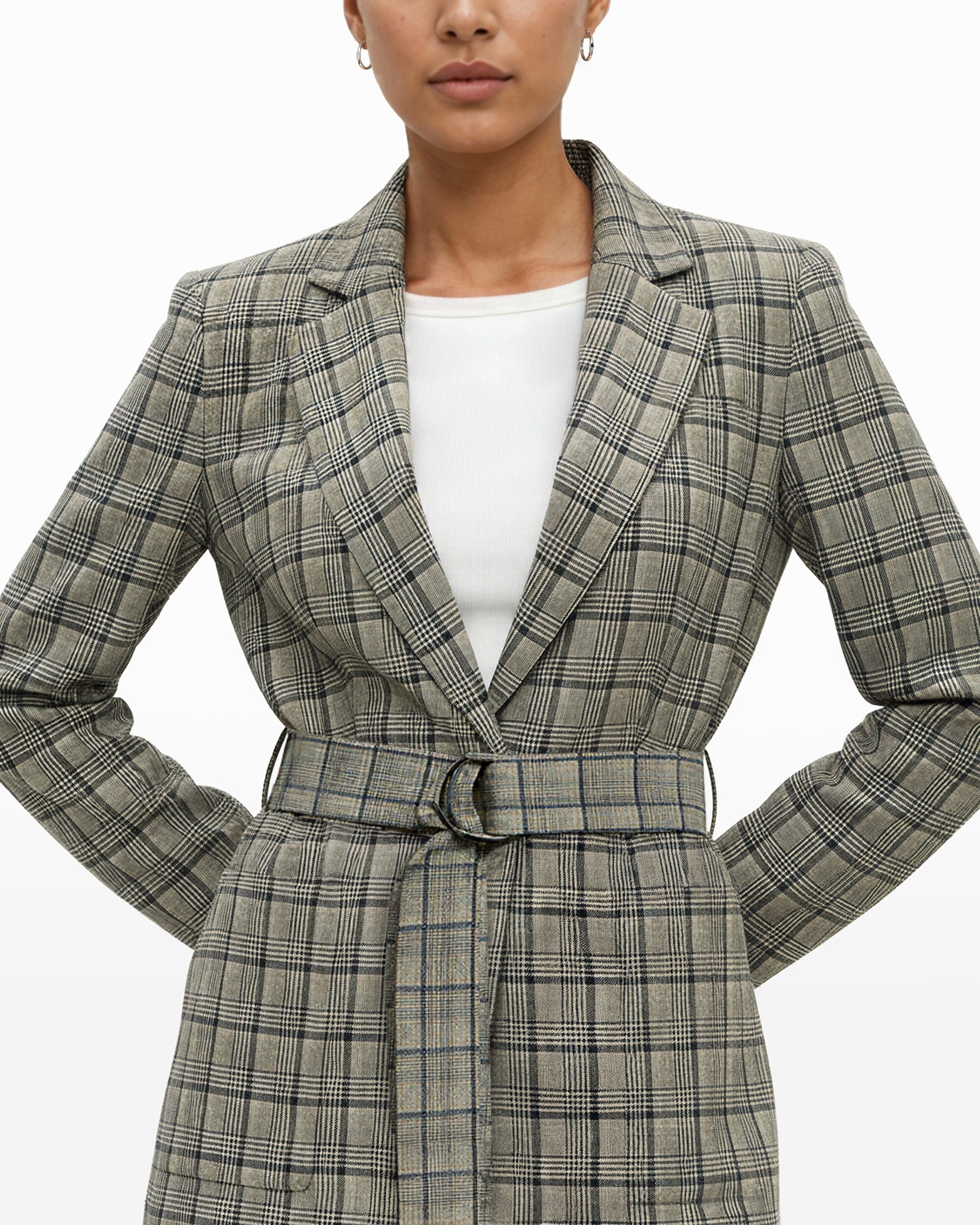 Belted Notch Collar Jacket Clothing Kasper