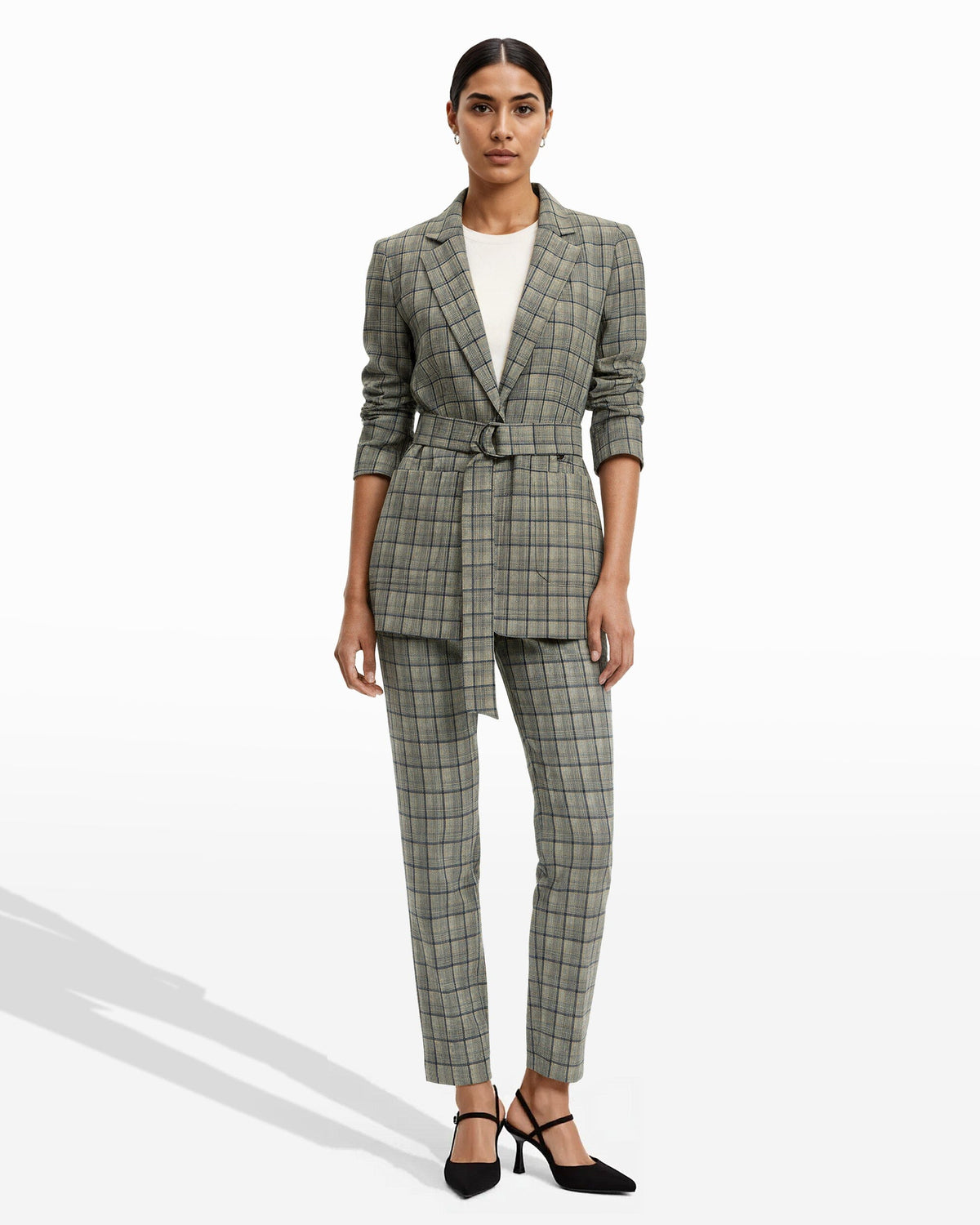 Belted Notch Collar Jacket Clothing Kasper