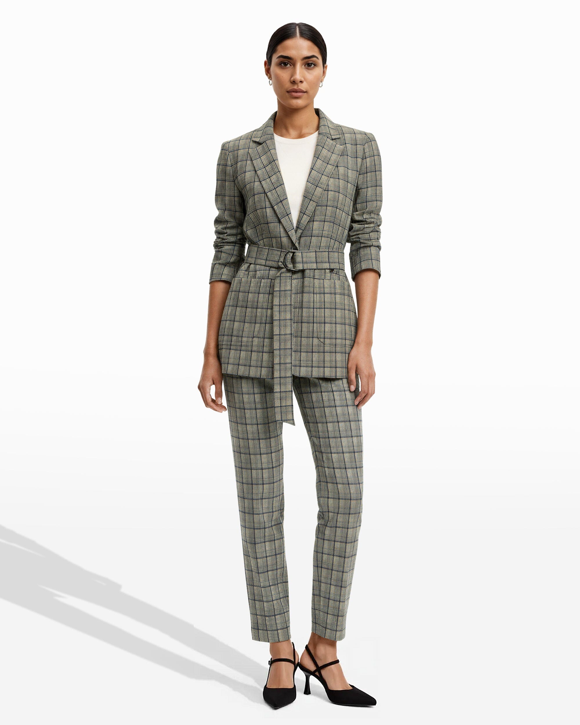 Belted Notch Collar Jacket Clothing Kasper