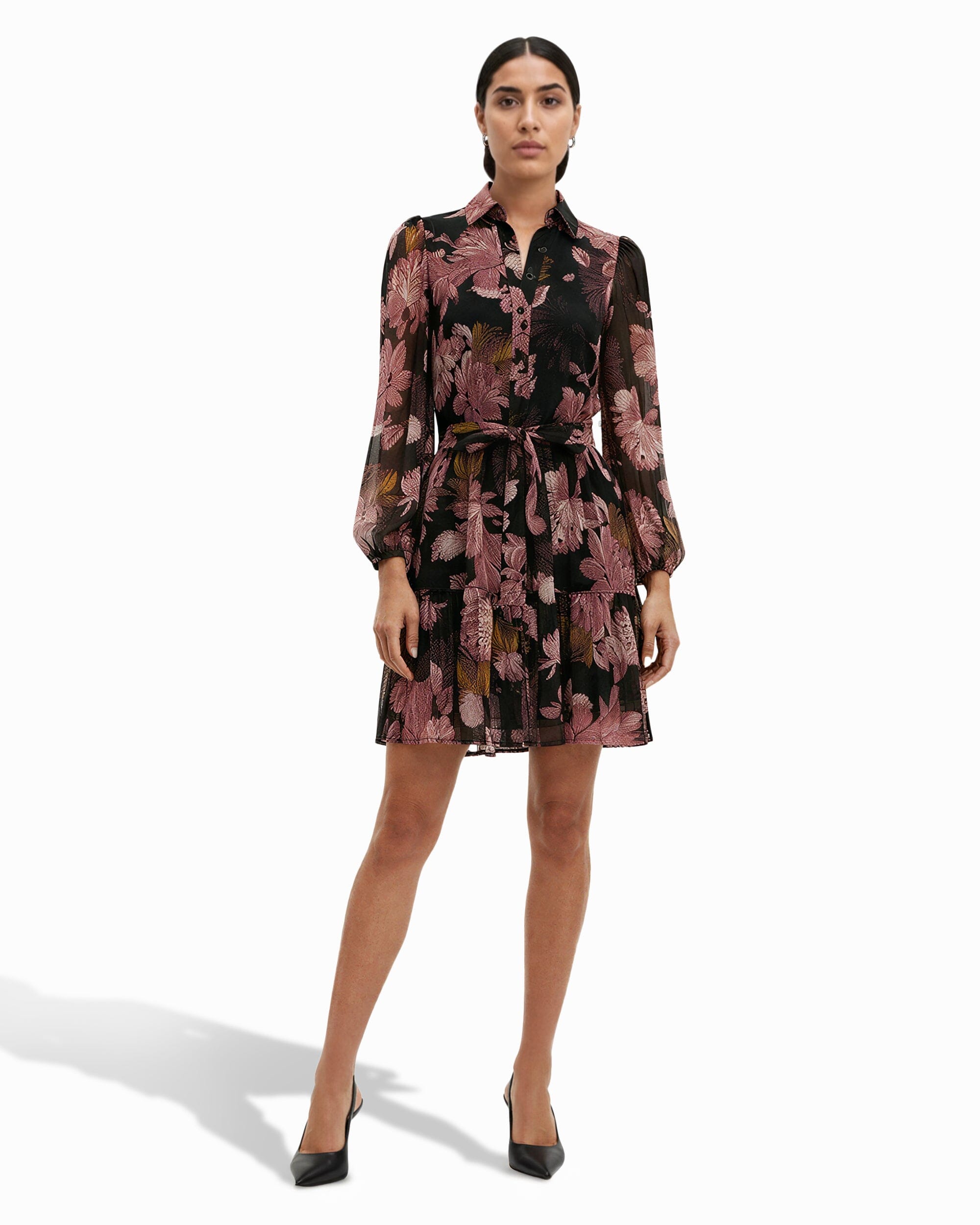 Anne Klein Printed Shirtdress - Black - US 10 (M) Anne Klein Printed Shirtdress - Black - US 10 (M)