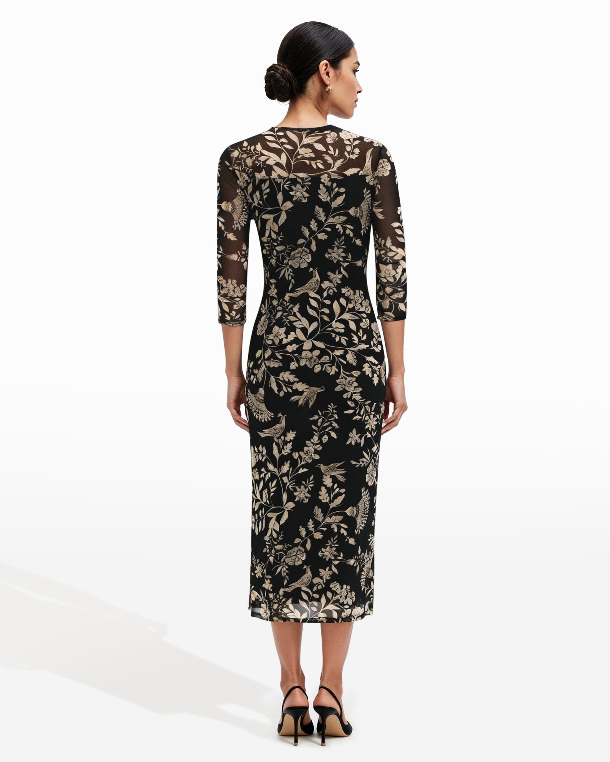 Anne Klein Side Ruched Mesh Midi Dress Anne Klein Side Ruched Mesh Midi Dress
