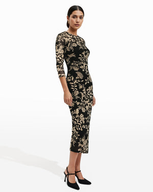 Anne Klein Side Ruched Midi Dress