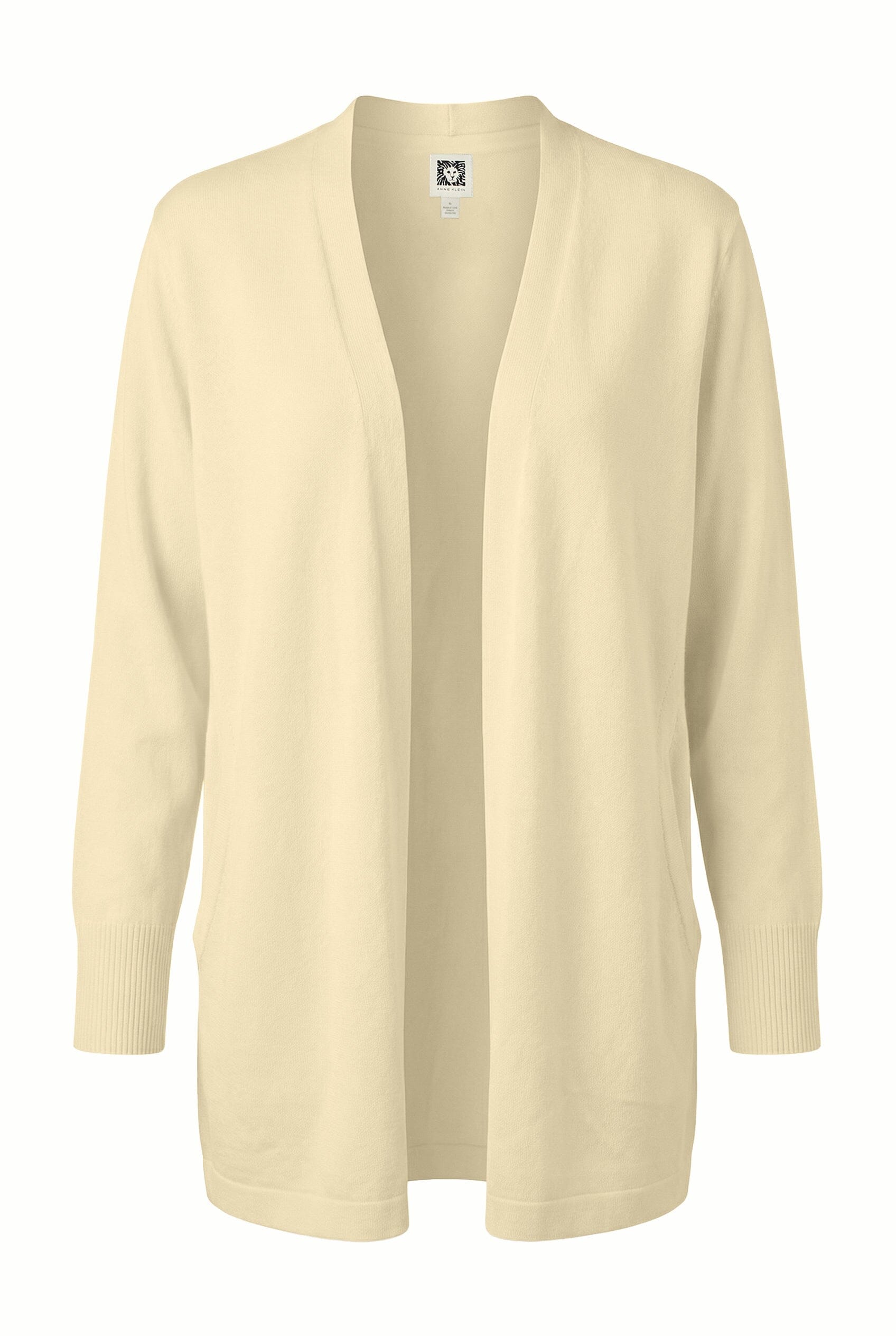 Anne Klein WHISPER YELLOW Plus Size Kissing Front Cardigan with Pockets