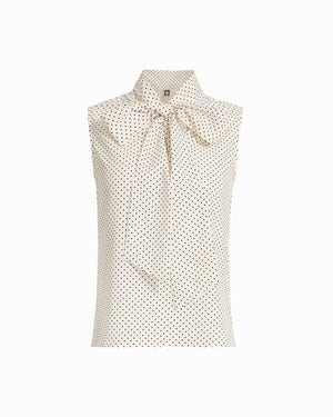 Anne Klein White Dove/Anneblack Bow Neck Blouse