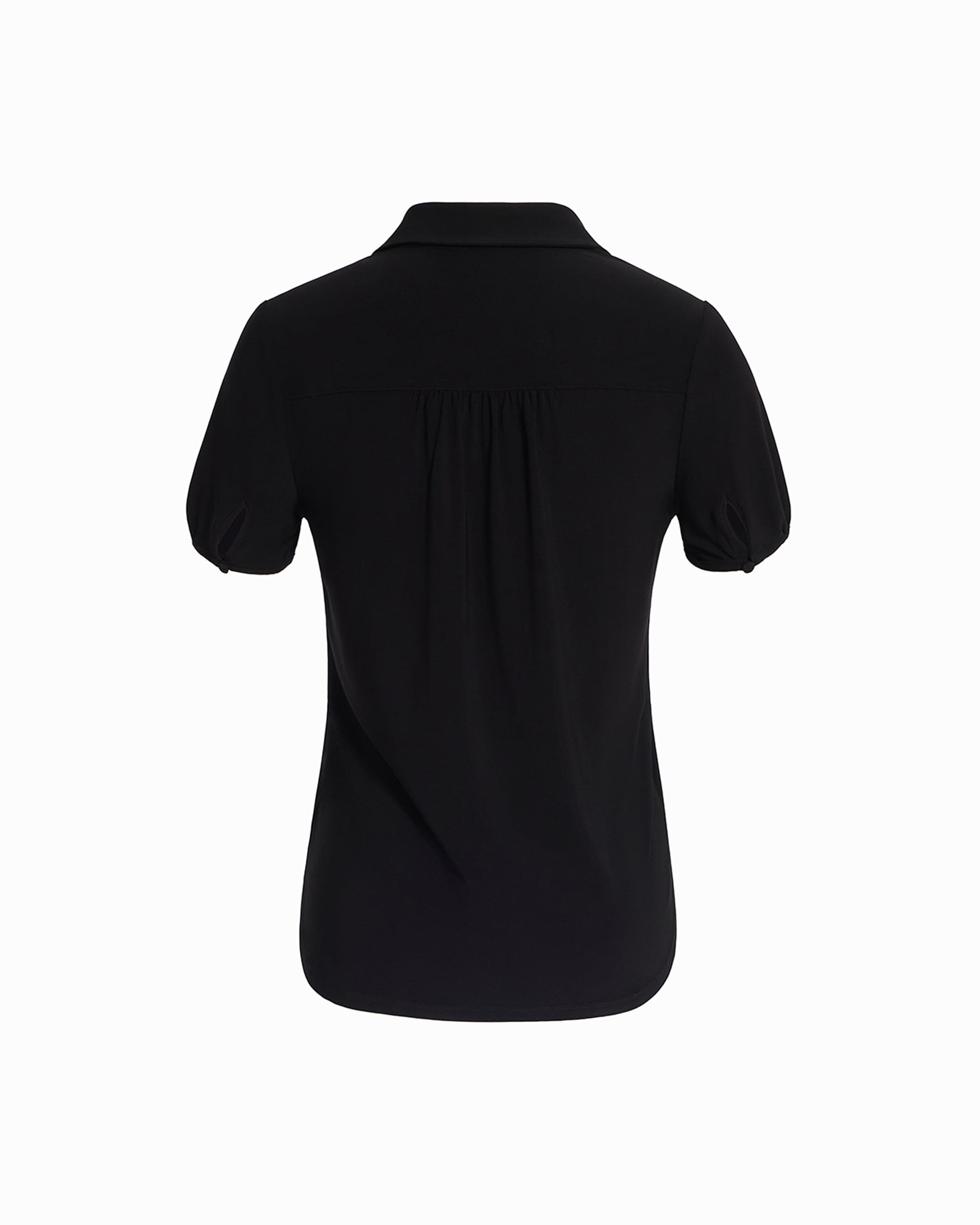 Anne Klein Button Front Short Sleeve Collared Top