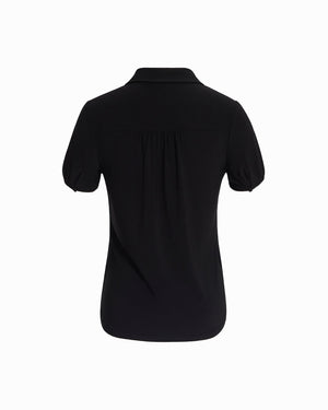 Anne Klein Button Front Short Sleeve Collared Top