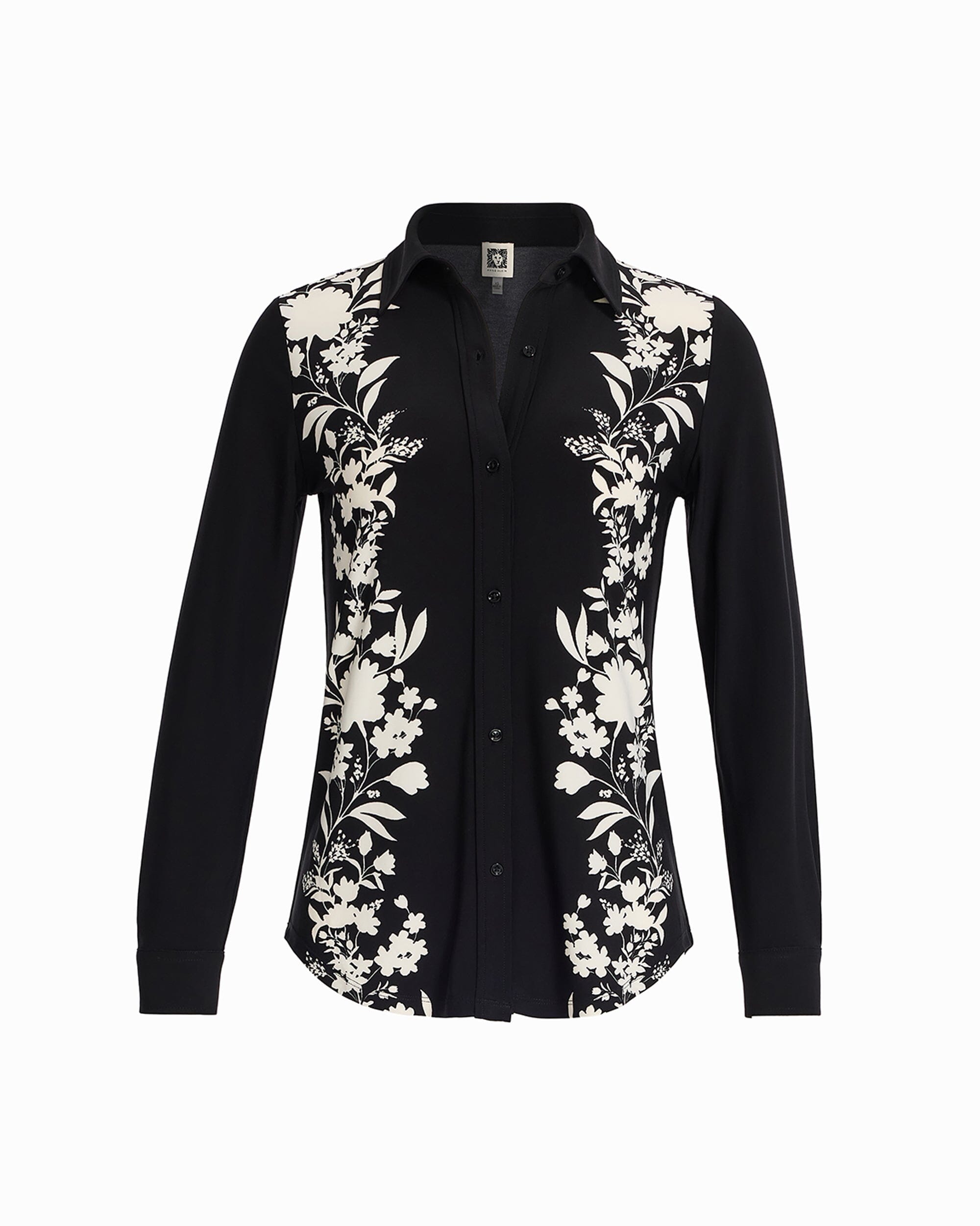 Anne Klein Anne Black/White Dove Long Sleeve Button Down Shirt