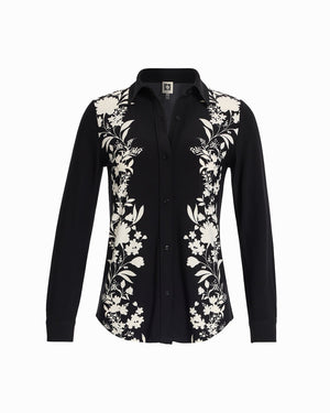 Anne Klein Anne Black/White Dove Long Sleeve Button Down Shirt