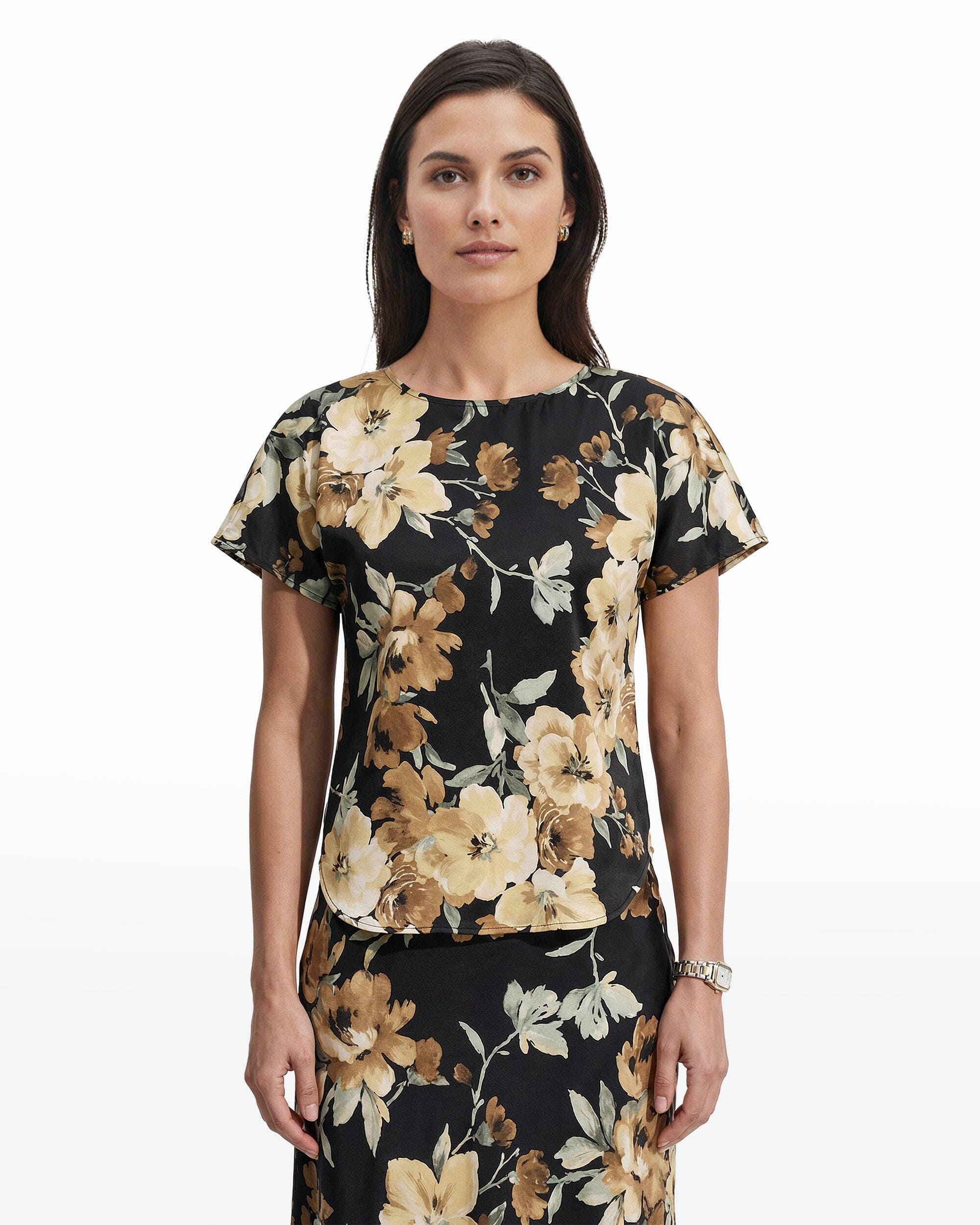 Anne Klein Bateau Neck Short Sleeve Blouse