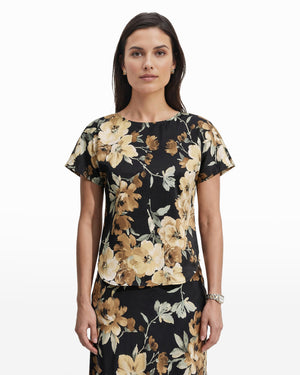 Anne Klein Petite Short Sleeve Bateau Neck Blouse