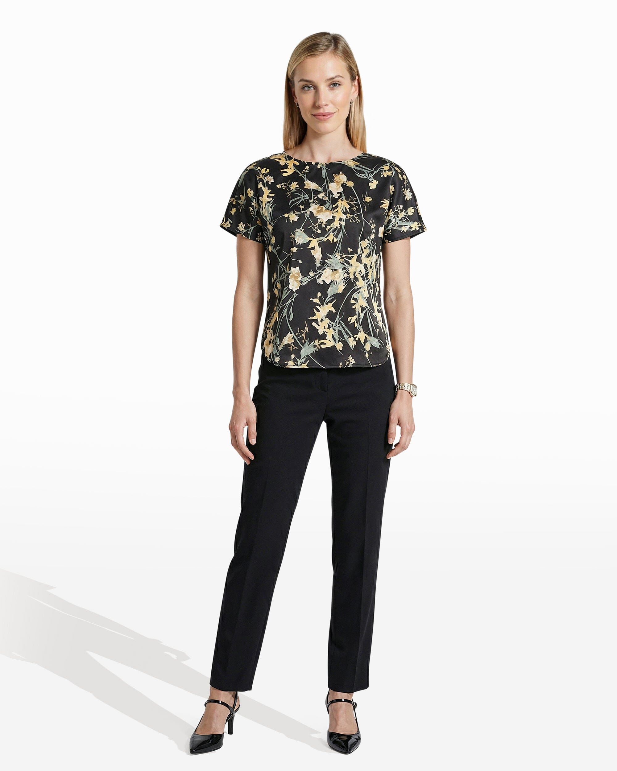 Anne Klein Bateau Neck Short Sleeve Blouse