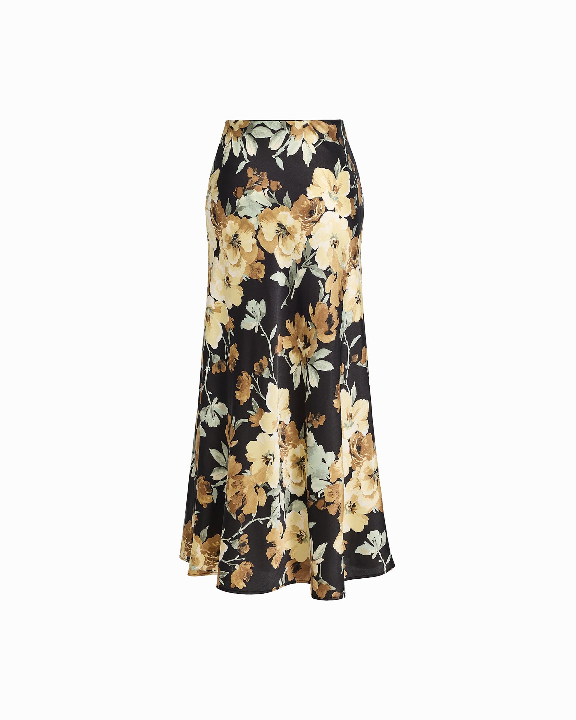 Anne Klein Bias Flared Floral Skirt Unlined