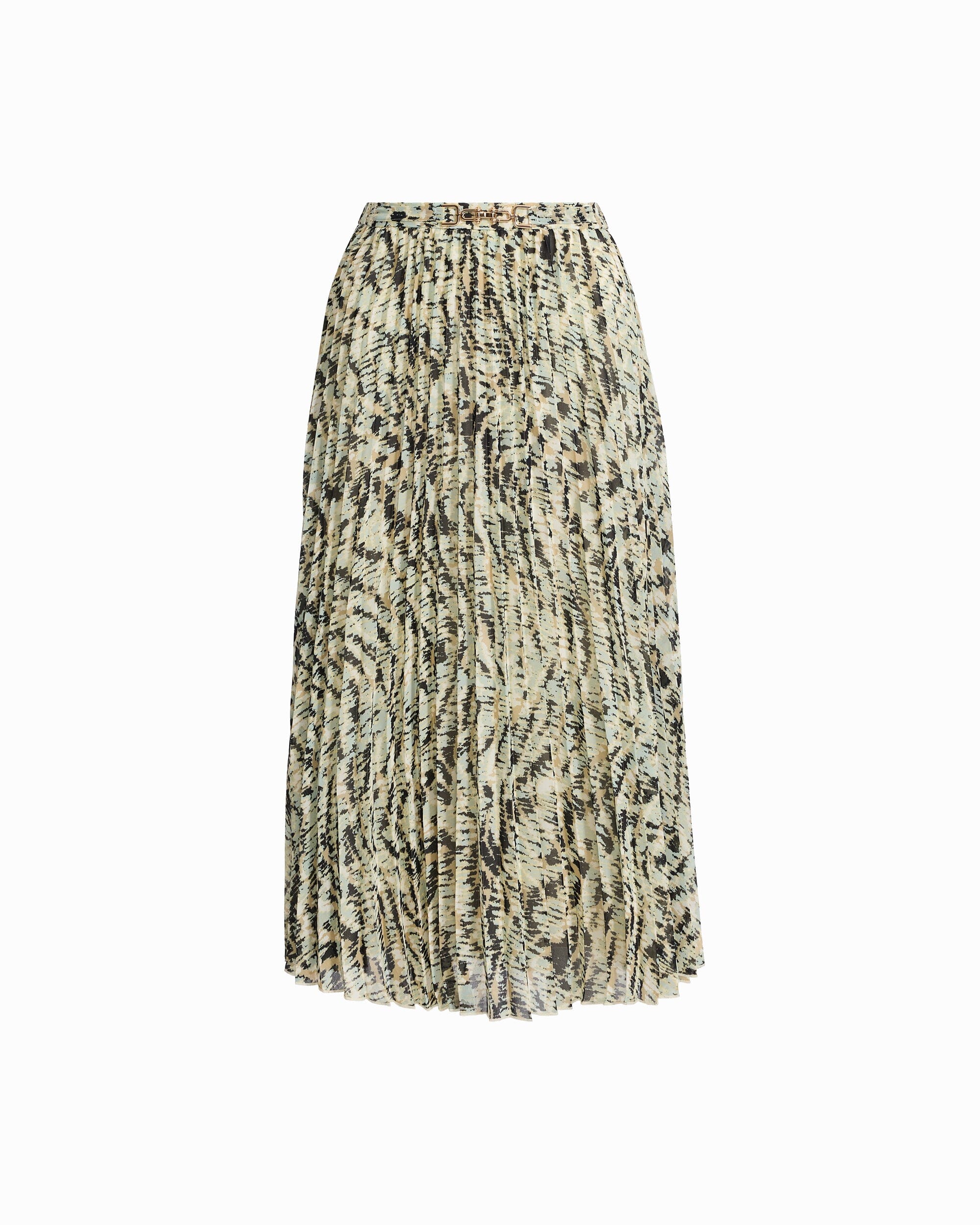 Anne Klein Soft Aloe Multi Plus Size Sequin Pleated Skirt With Flat Front Belt