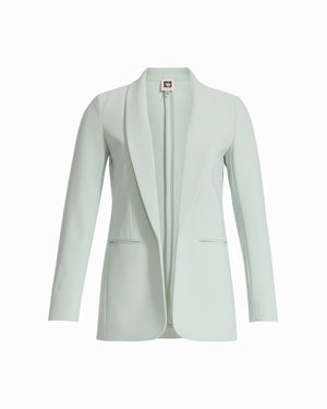 Anne Klein Soft Aloe Shall Collar Open Front Abstract Jacket