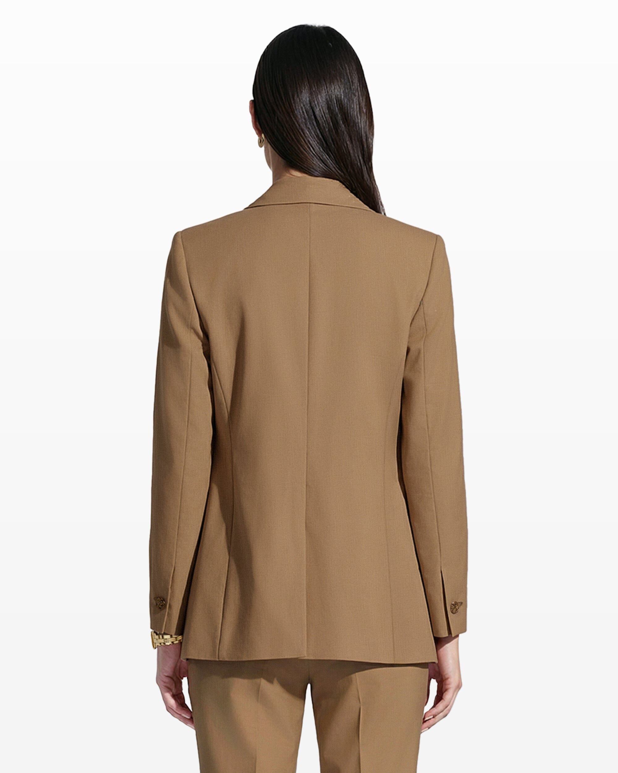 Anne Klein Double-Breasted Wool Jacket with Welt Pockets