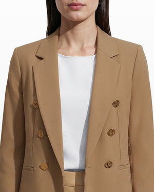 Anne Klein Double-Breasted Wool Jacket with Welt Pockets