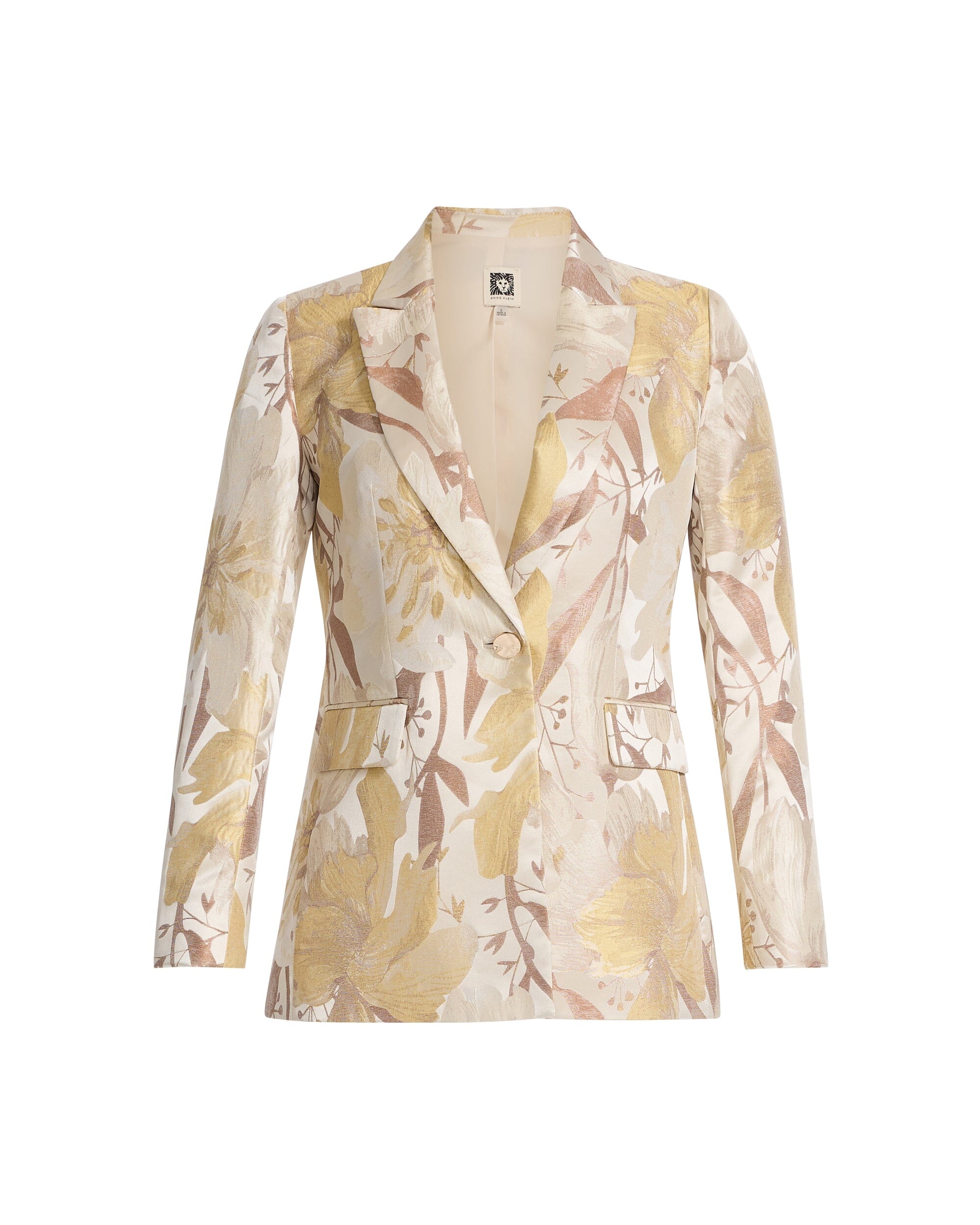 Anne Klein Peak Lapel Single Button Jacket With Flap Pockets