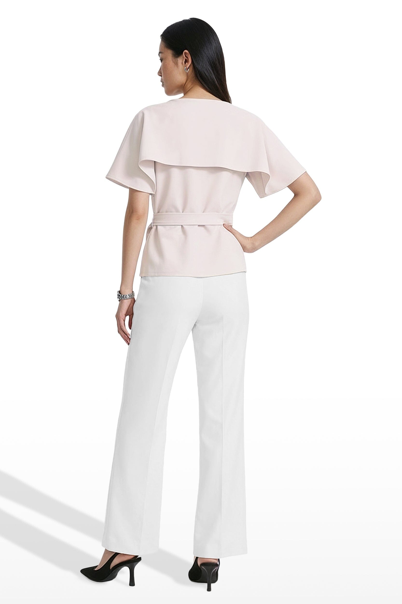 Anne Klein Layered Short Sleeve Bateau neckline Neck Pullover