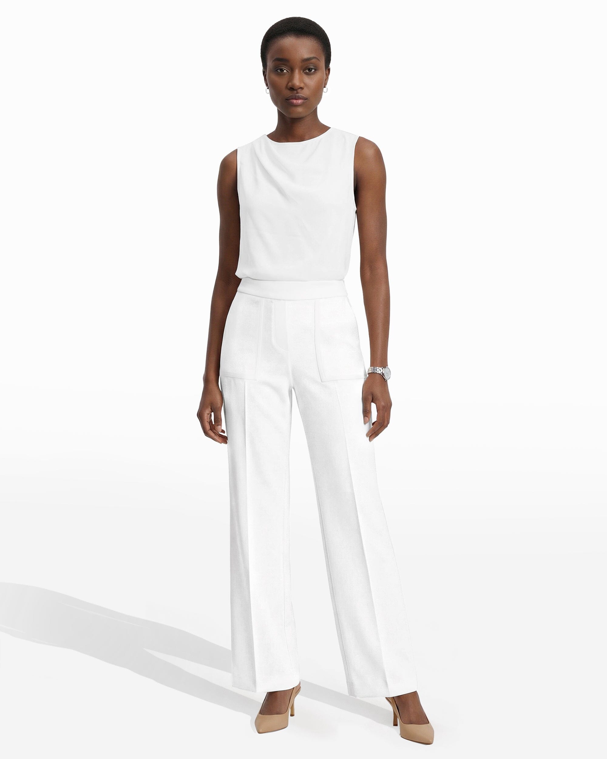 Anne Klein Pull-On Wide Leg Cargo Pocket Pants