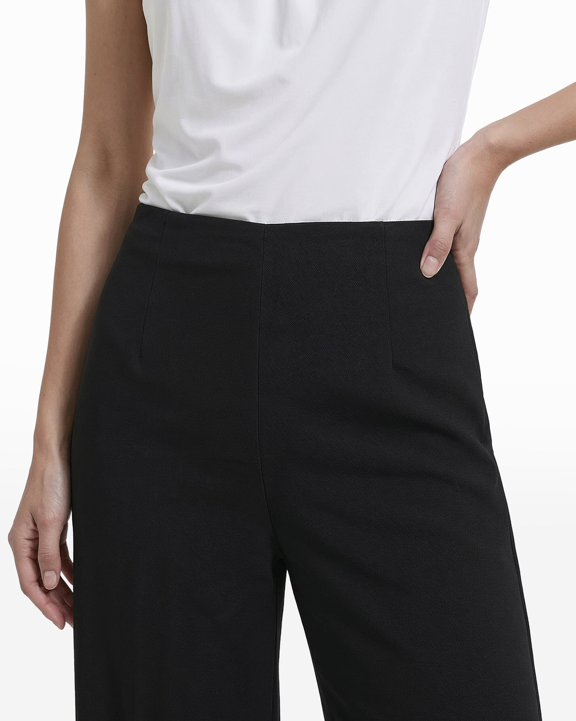 Anne Klein High Rise Pull-On Cropped Wide Leg Pants