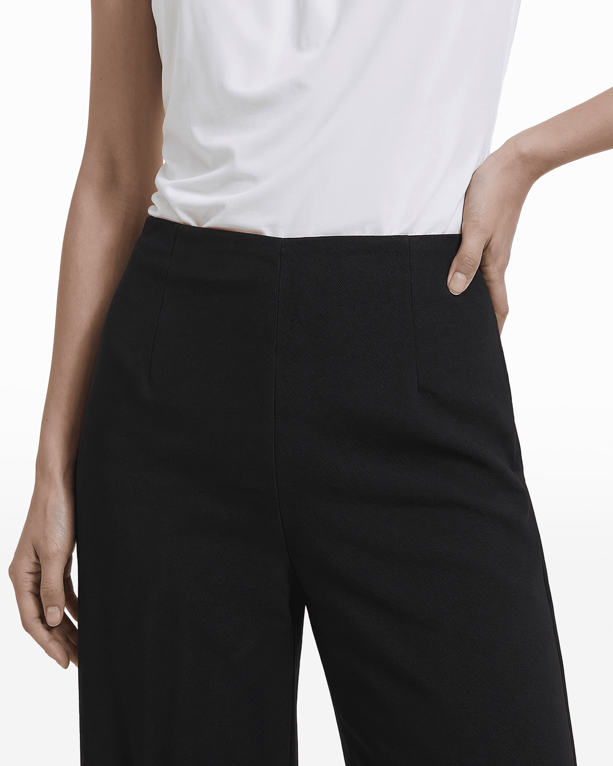 Anne Klein Petite High Rise Pull-On Wide Leg Crop Pants