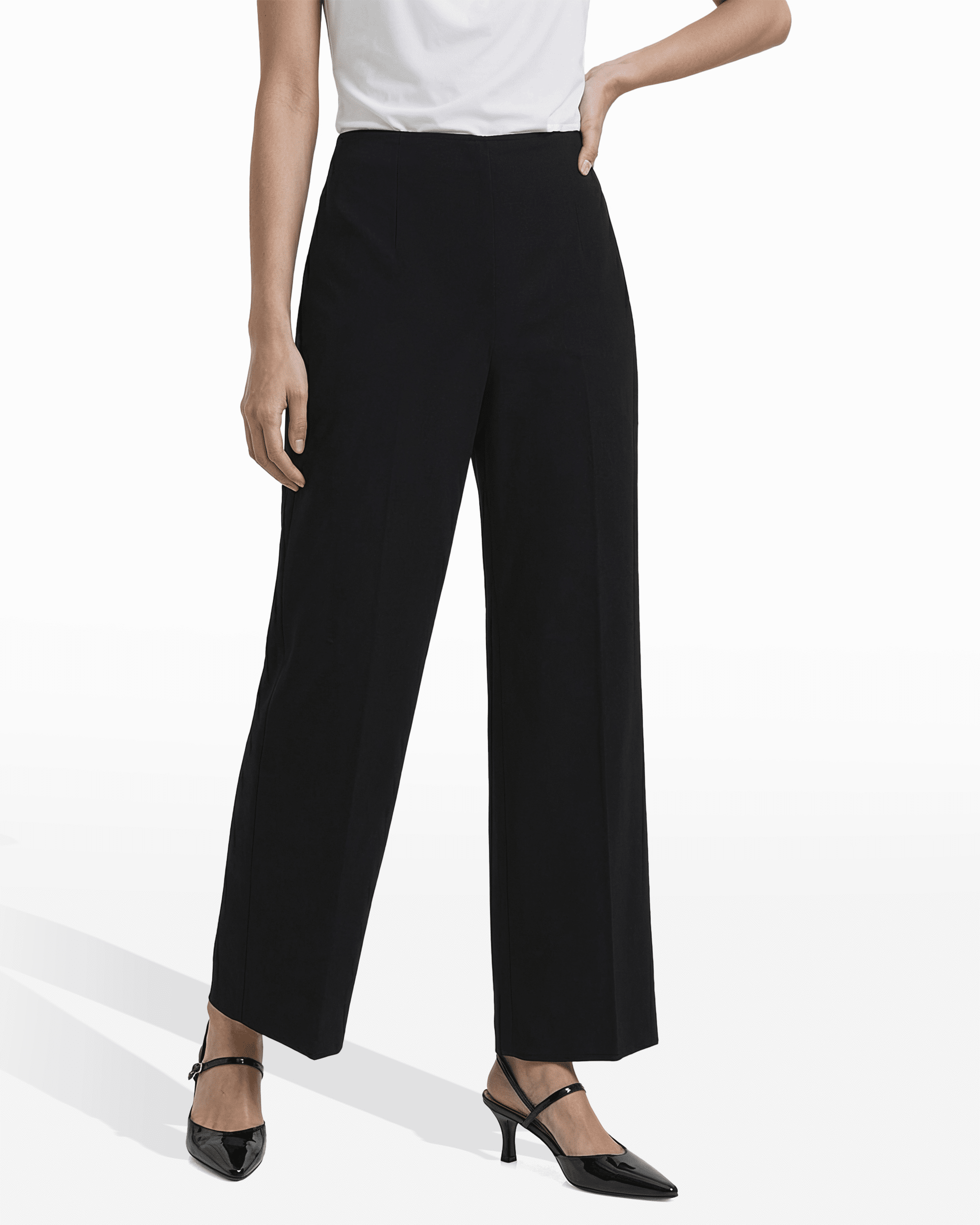 Anne Klein ANNE BLACK Petite High Rise Pull-On Wide Leg Crop Pants