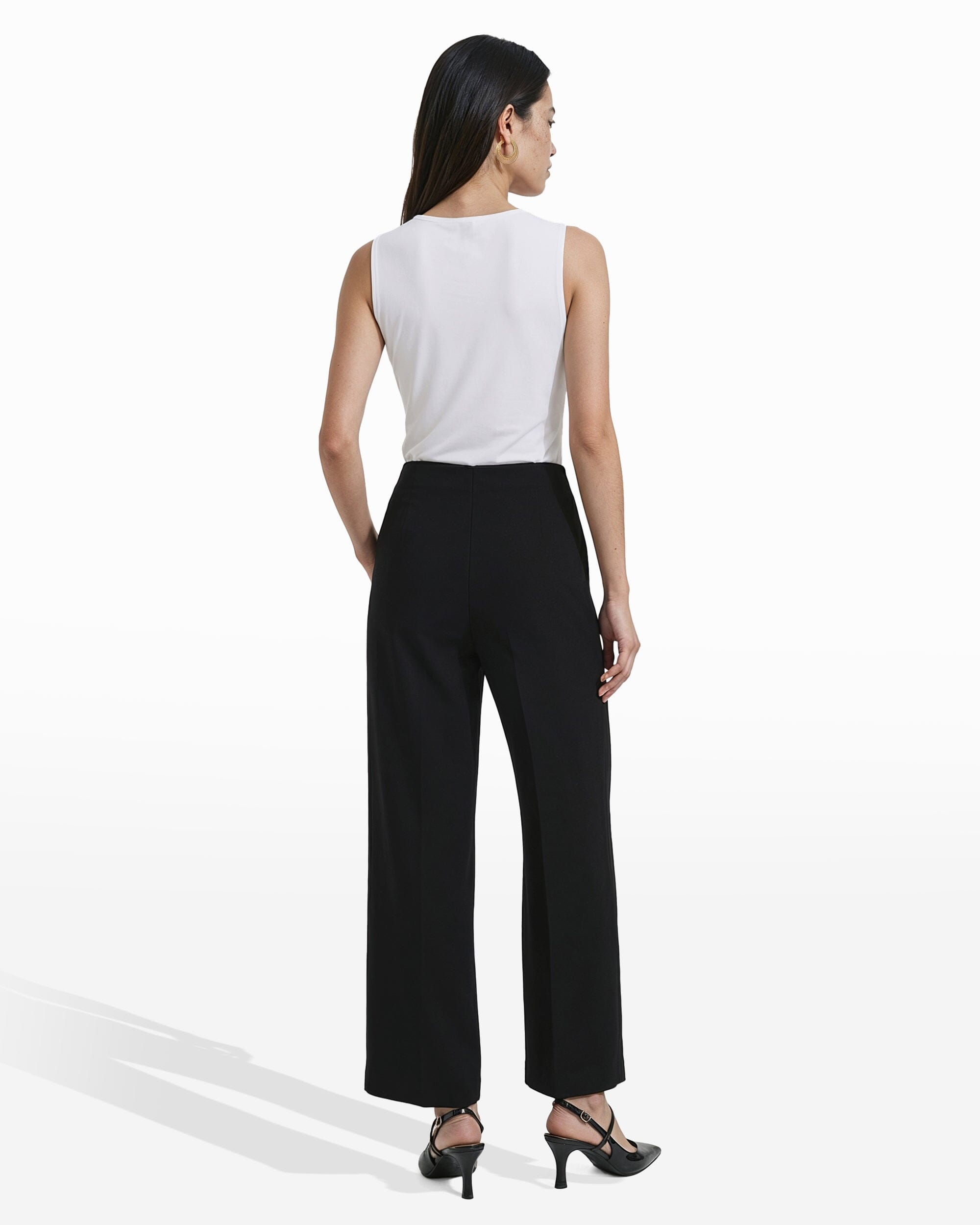 Anne Klein High Rise Pull-On Cropped Wide Leg Pants