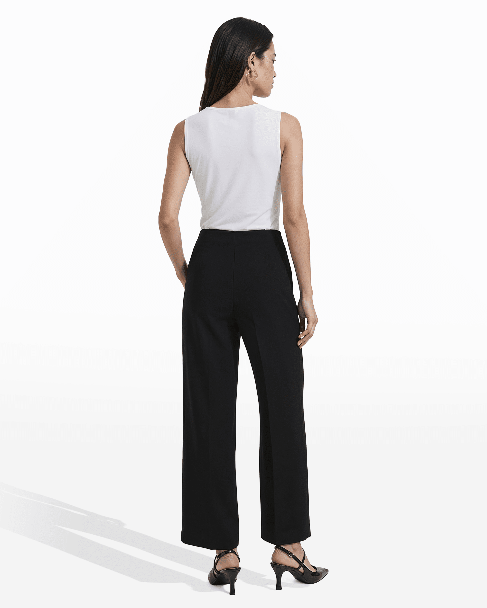 Anne Klein Petite High Rise Pull-On Wide Leg Crop Pants