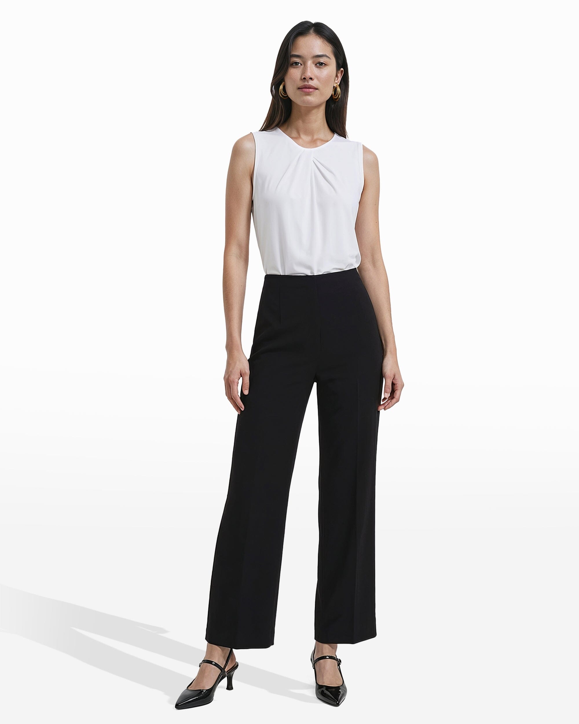 Anne Klein High Rise Pull-On Cropped Wide Leg Pants
