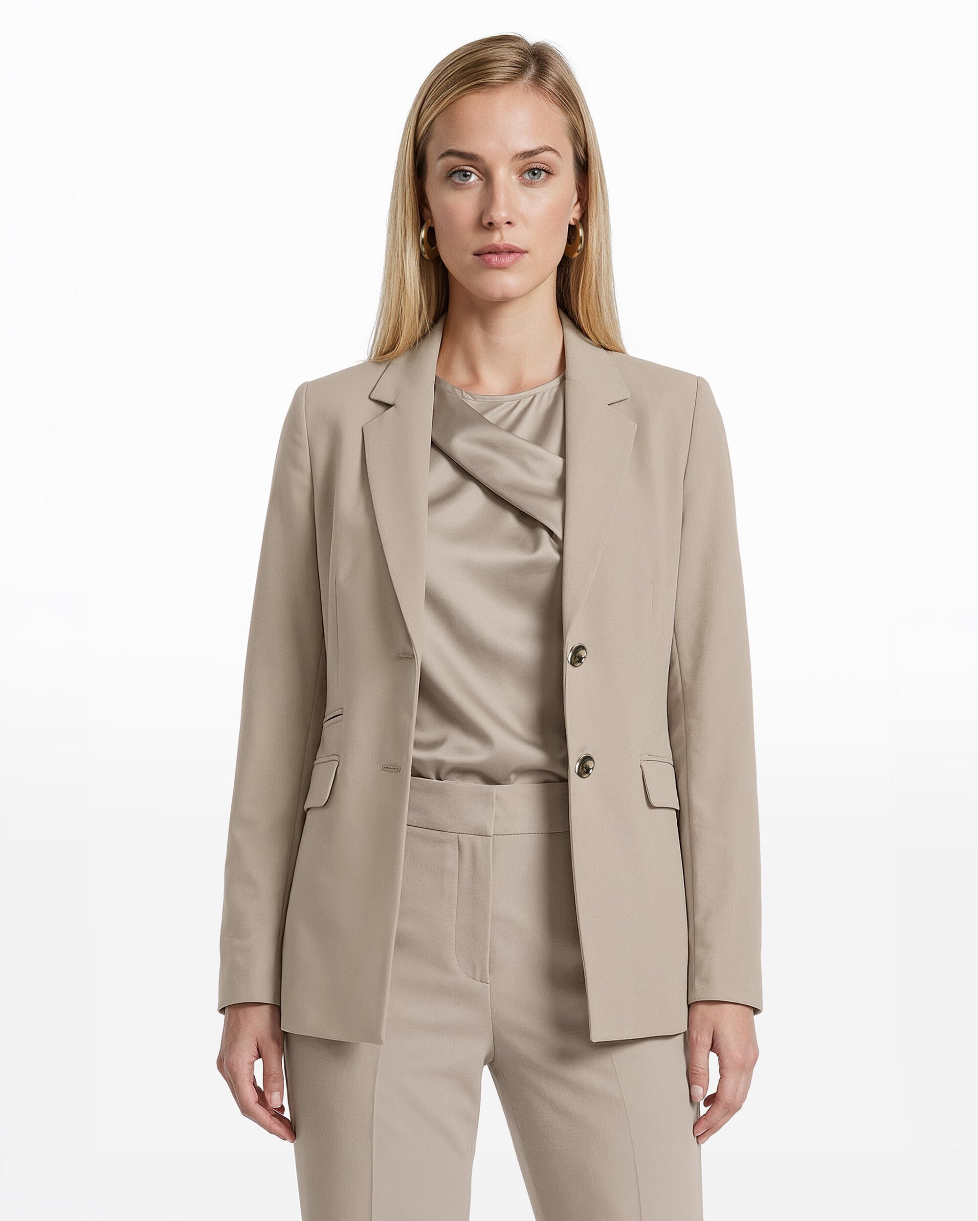 Anne Klein Two Button Notched Collar Pocket Jacket