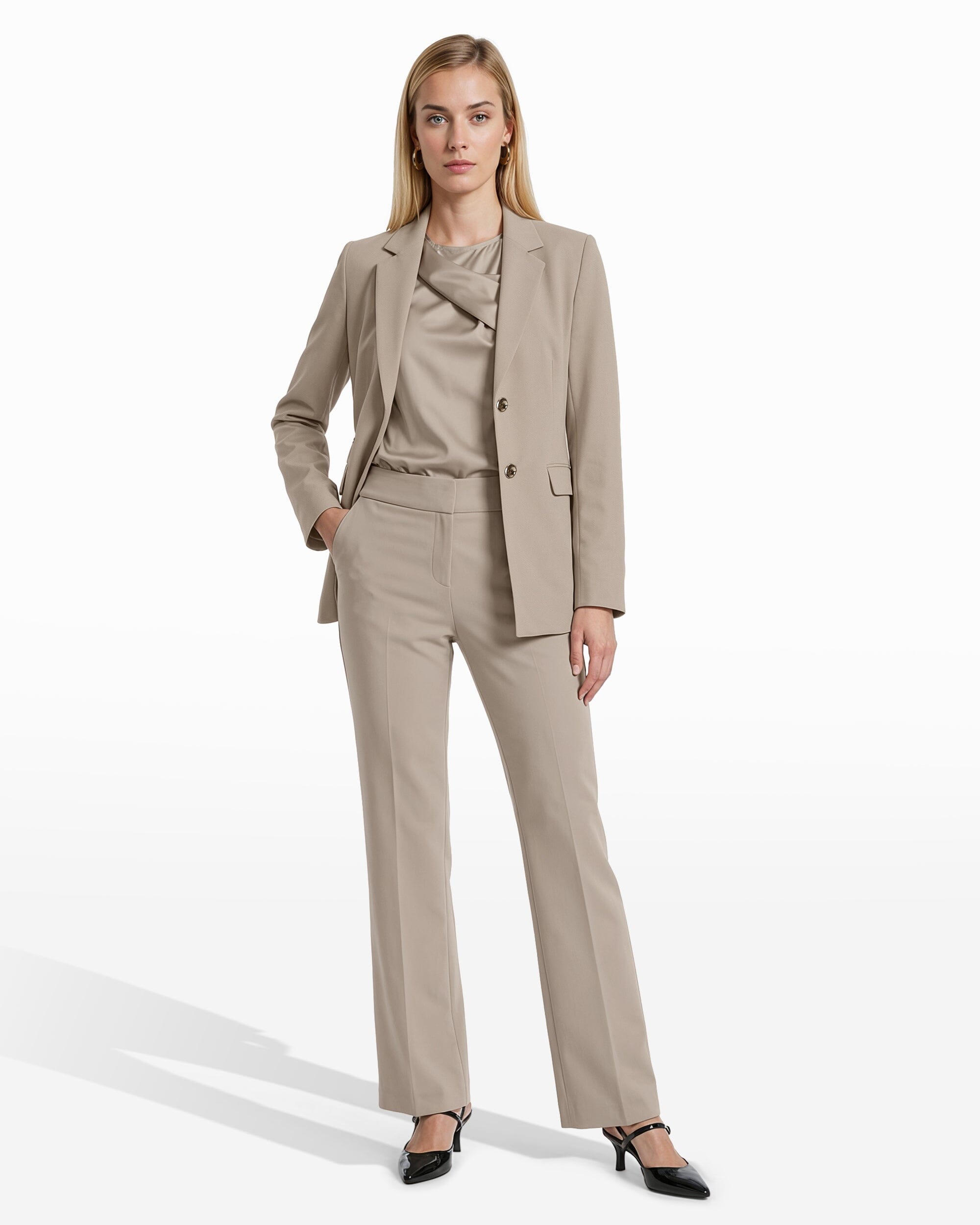 Anne Klein Two Button Notched Collar Pocket Jacket