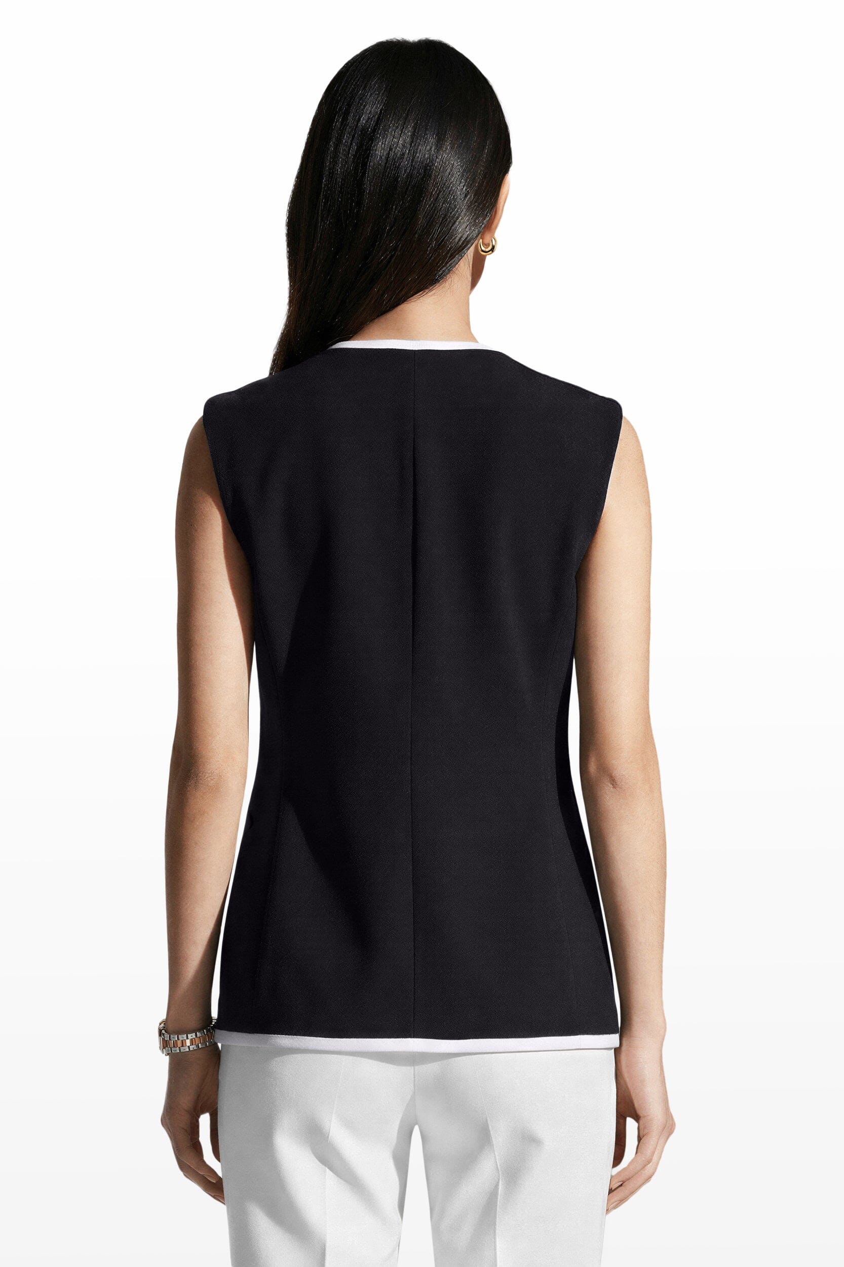 Anne Klein Color-Blocked Four Button Vest