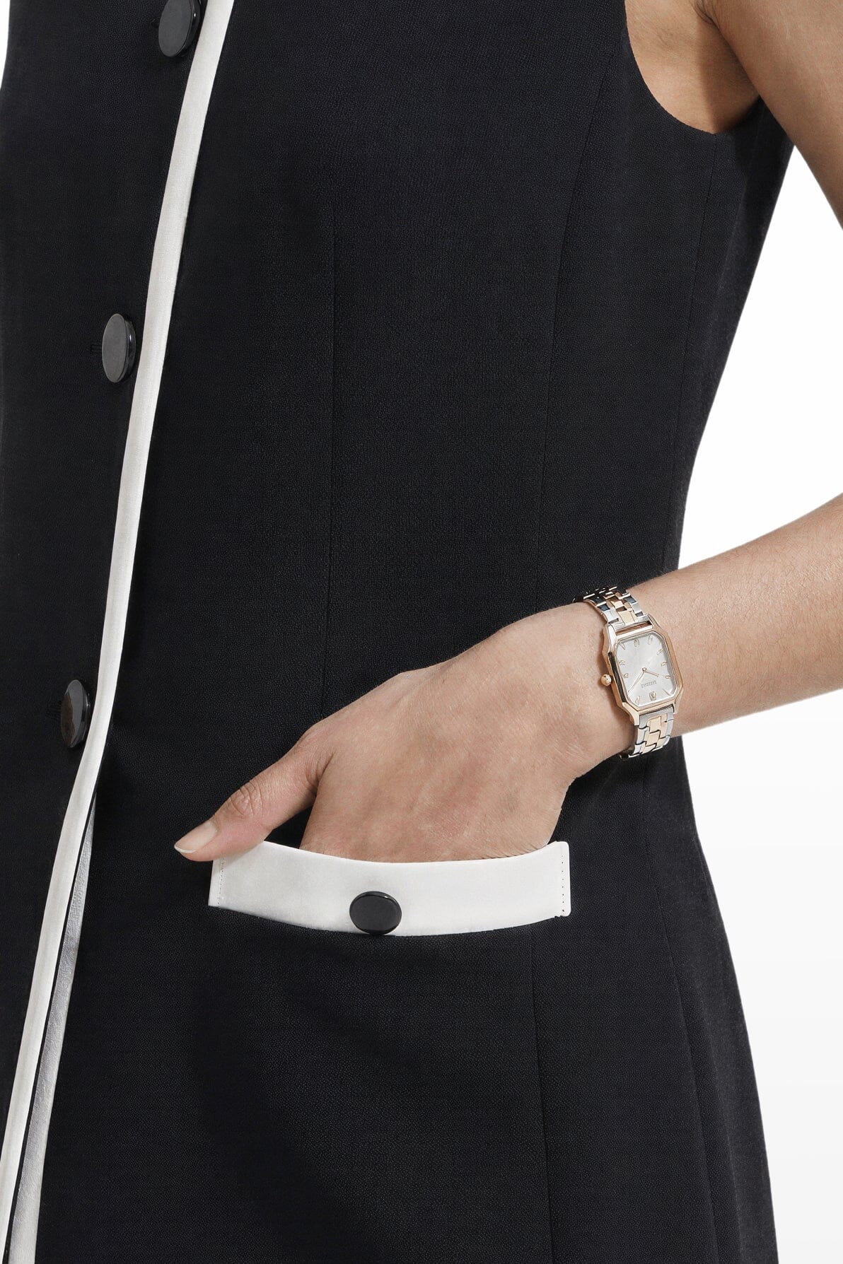 Anne Klein Color-Blocked Four Button Vest