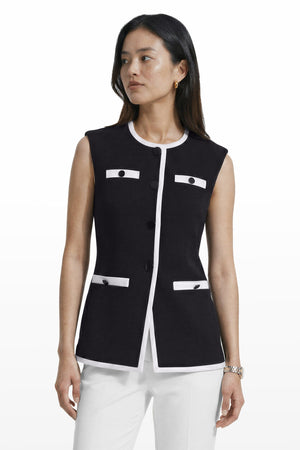 Anne Klein Color-Blocked Four Button Vest