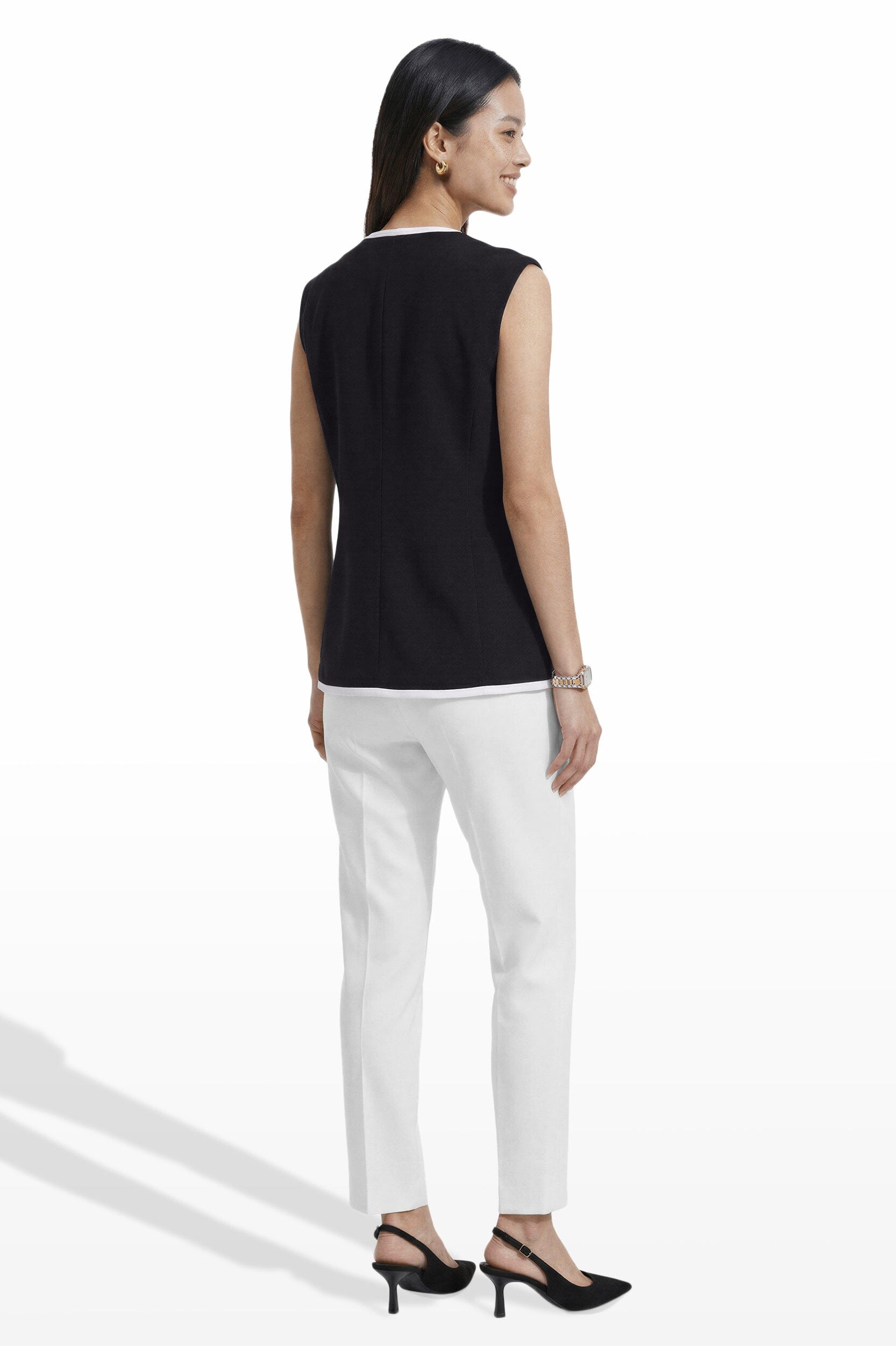 Anne Klein Color-Blocked Four Button Vest