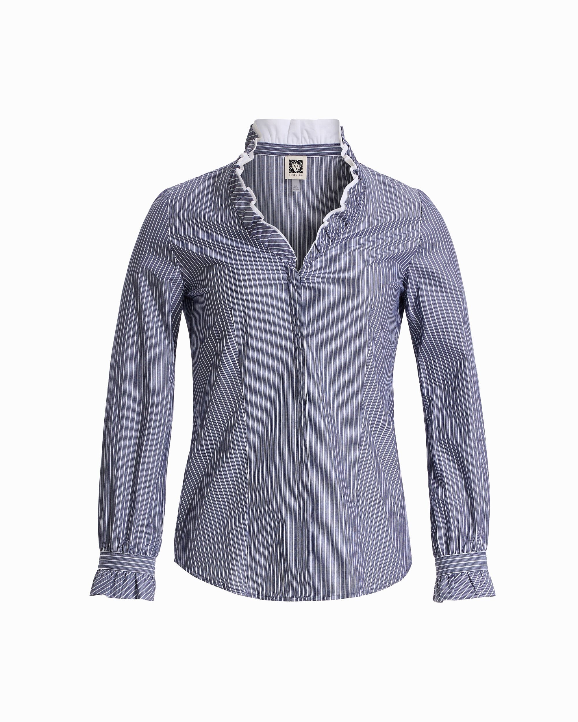Anne Klein DISTANT MNTN MULTI Long Sleeve Ruffle Button-Front and Cuff Shirt