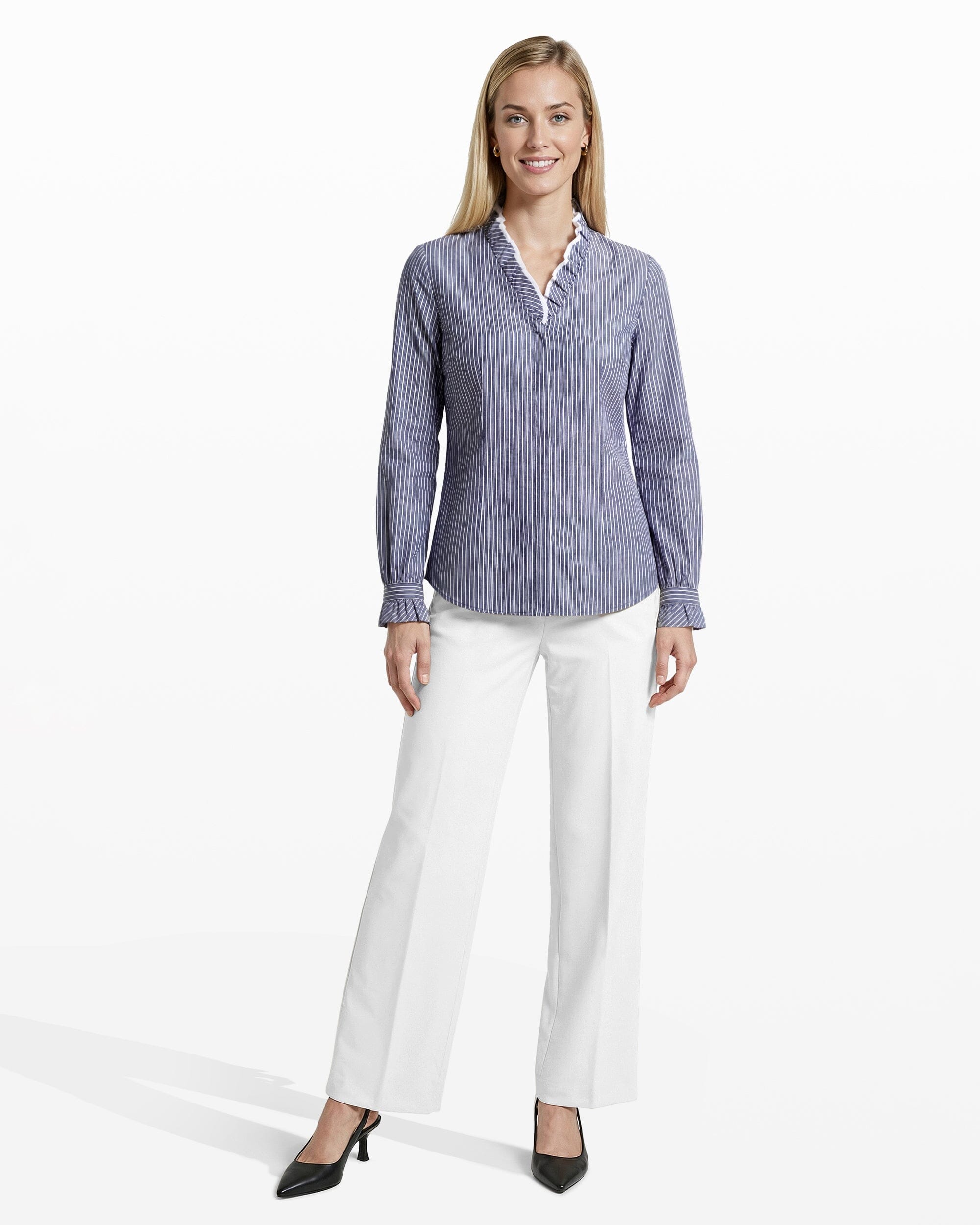 Anne Klein Long Sleeve Ruffle Button-Front and Cuff Shirt