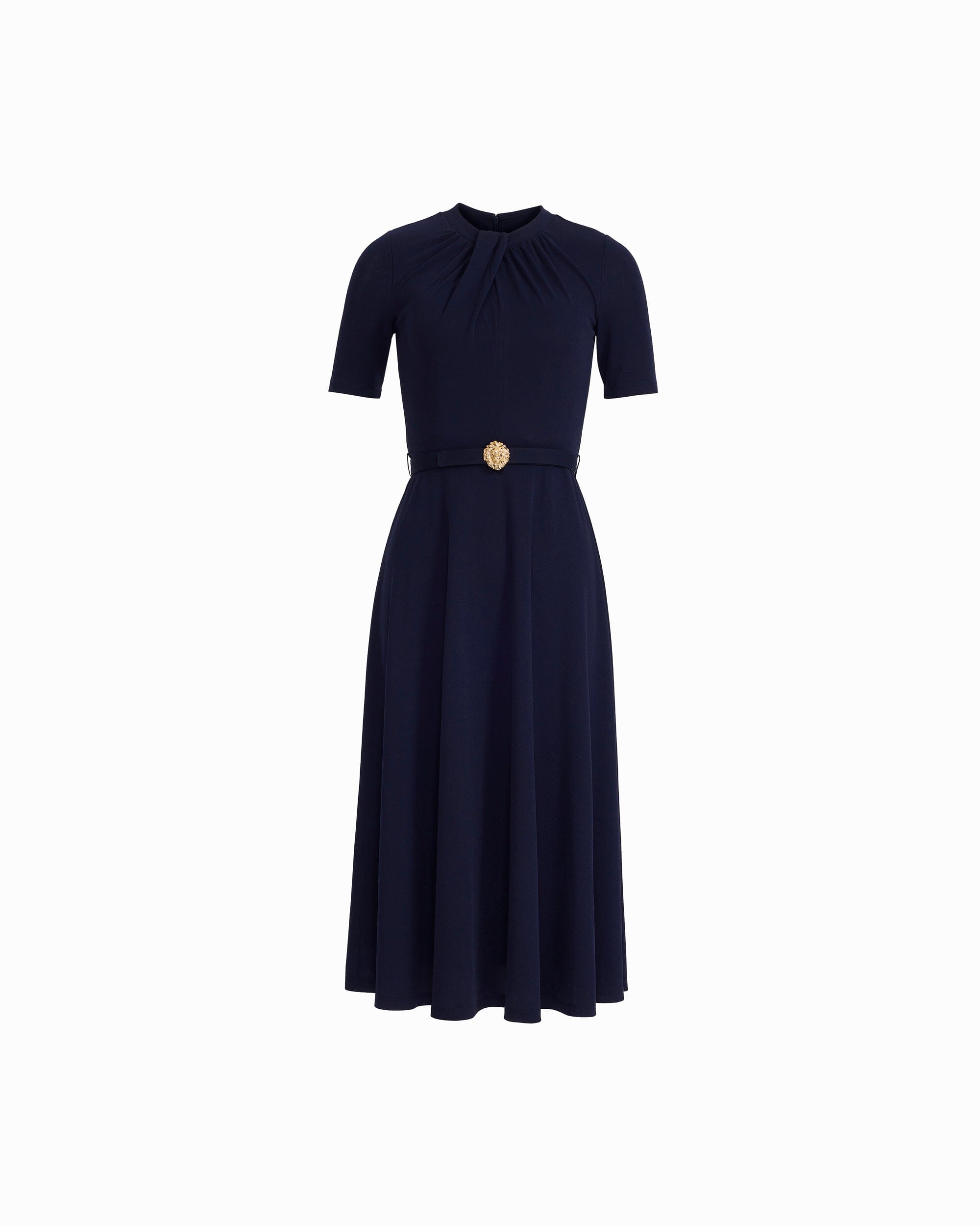 Anne Klein DEEP NAVY Twist Detail Neck Midi length Fit And Flare Dress
