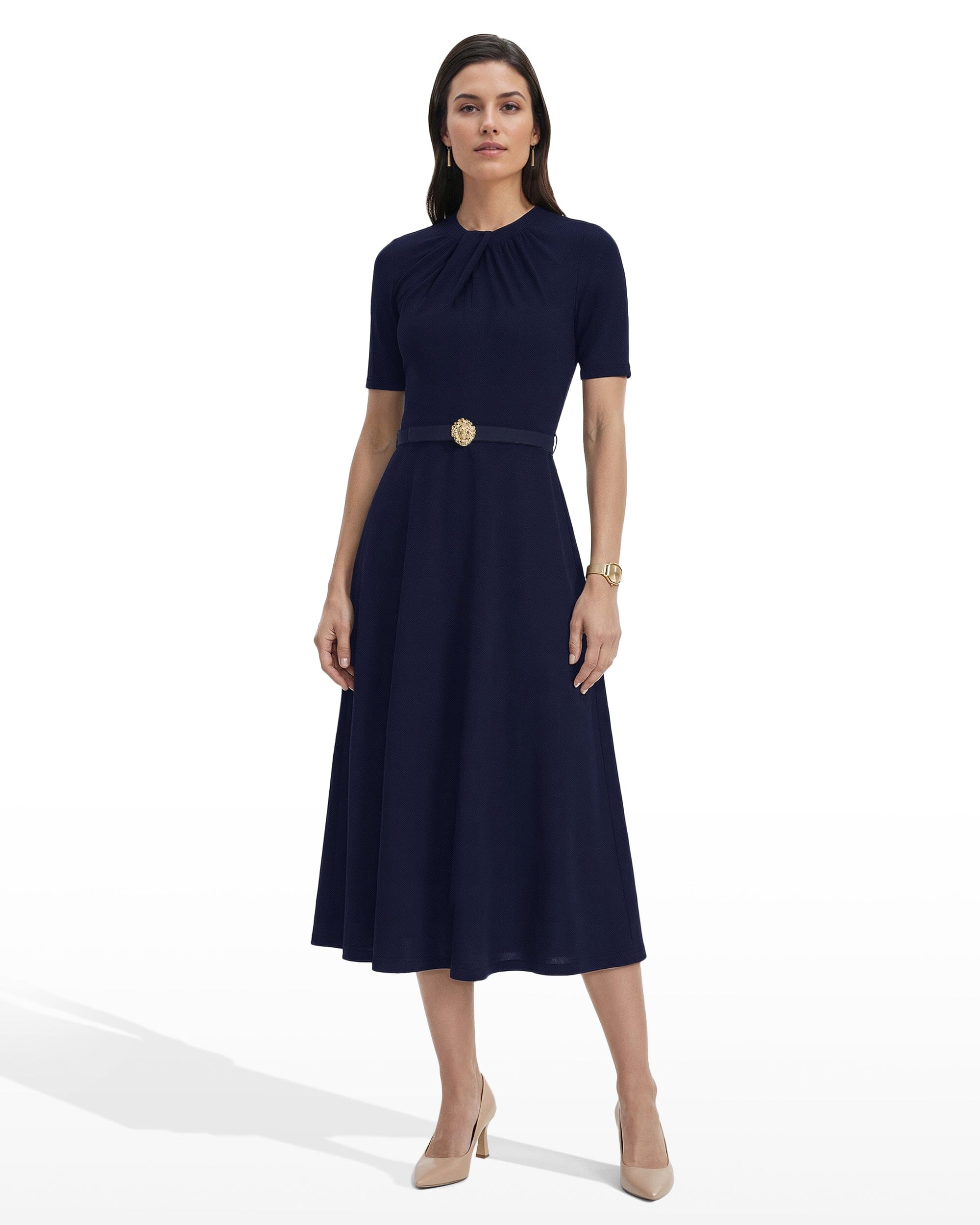 Anne Klein Twist Neck Midi Dress