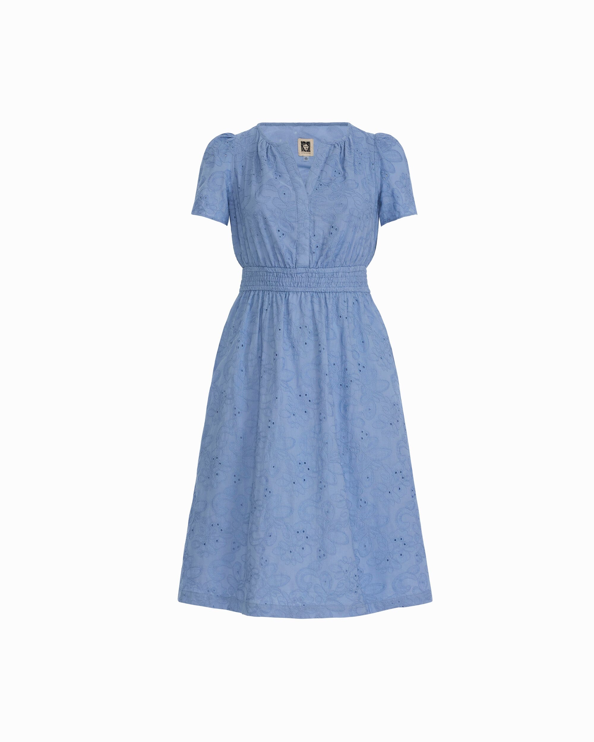 Anne Klein Plus Size Embroidered-Eyelet Short-Sleeve Midi Dress - Surf Blue - Size 3X Anne Klein Plus Size Embroidered-Eyelet Short-Sleeve Midi Dress - Surf Blue - Size 3X