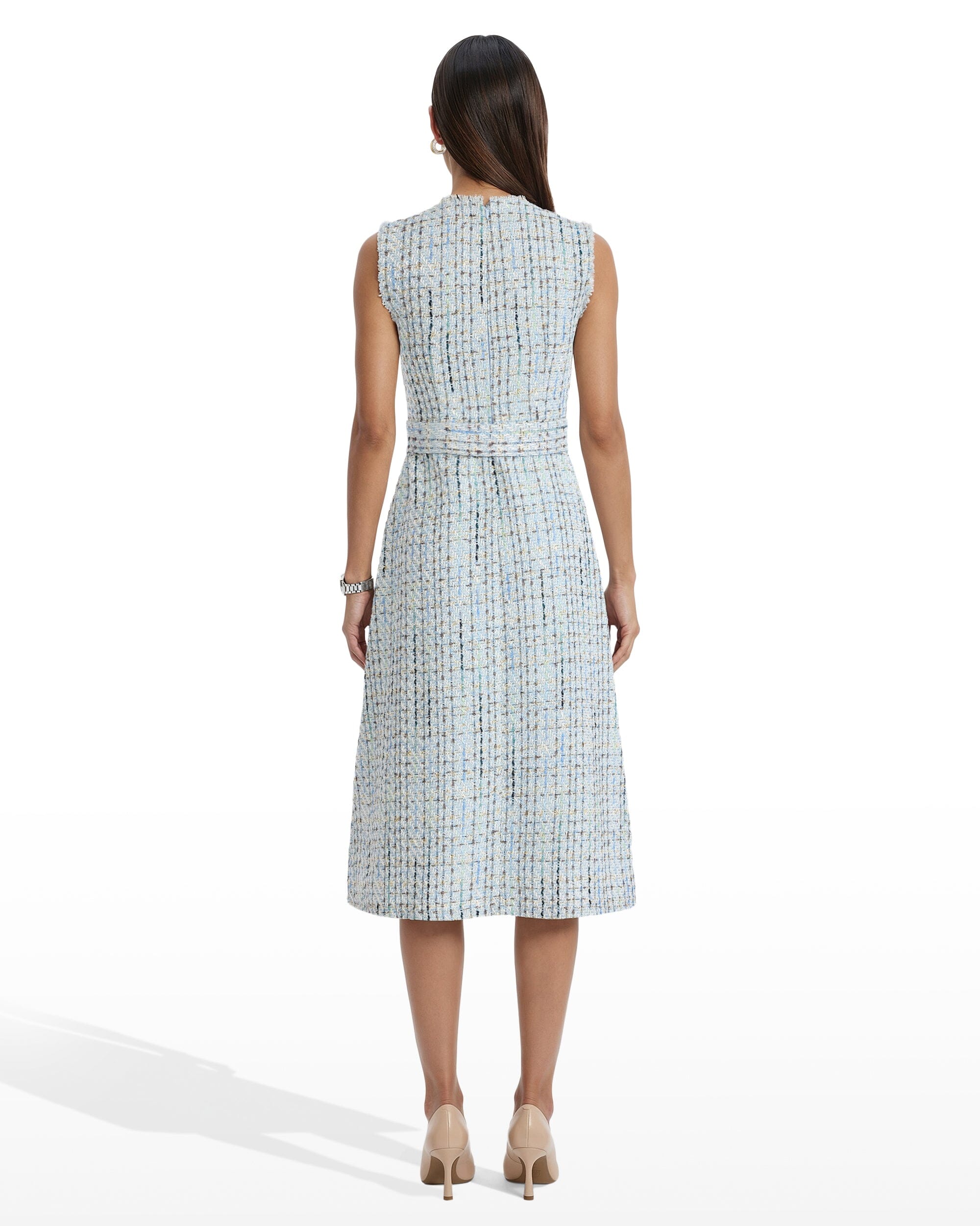 Anne Klein Fringed Midi Dress with Center Front Seam