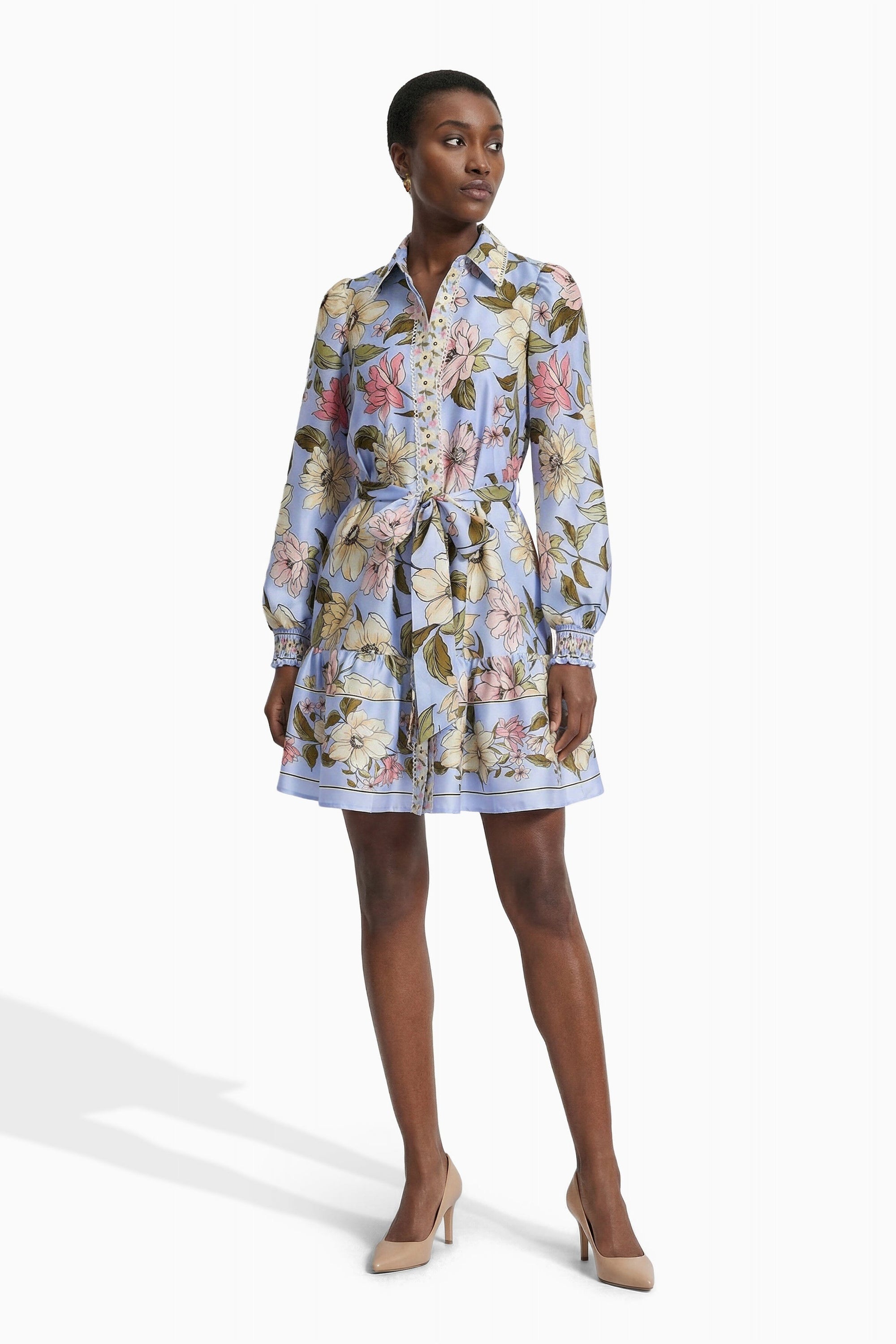 Anne Klein Petite Tiered Construction Shirt Dress