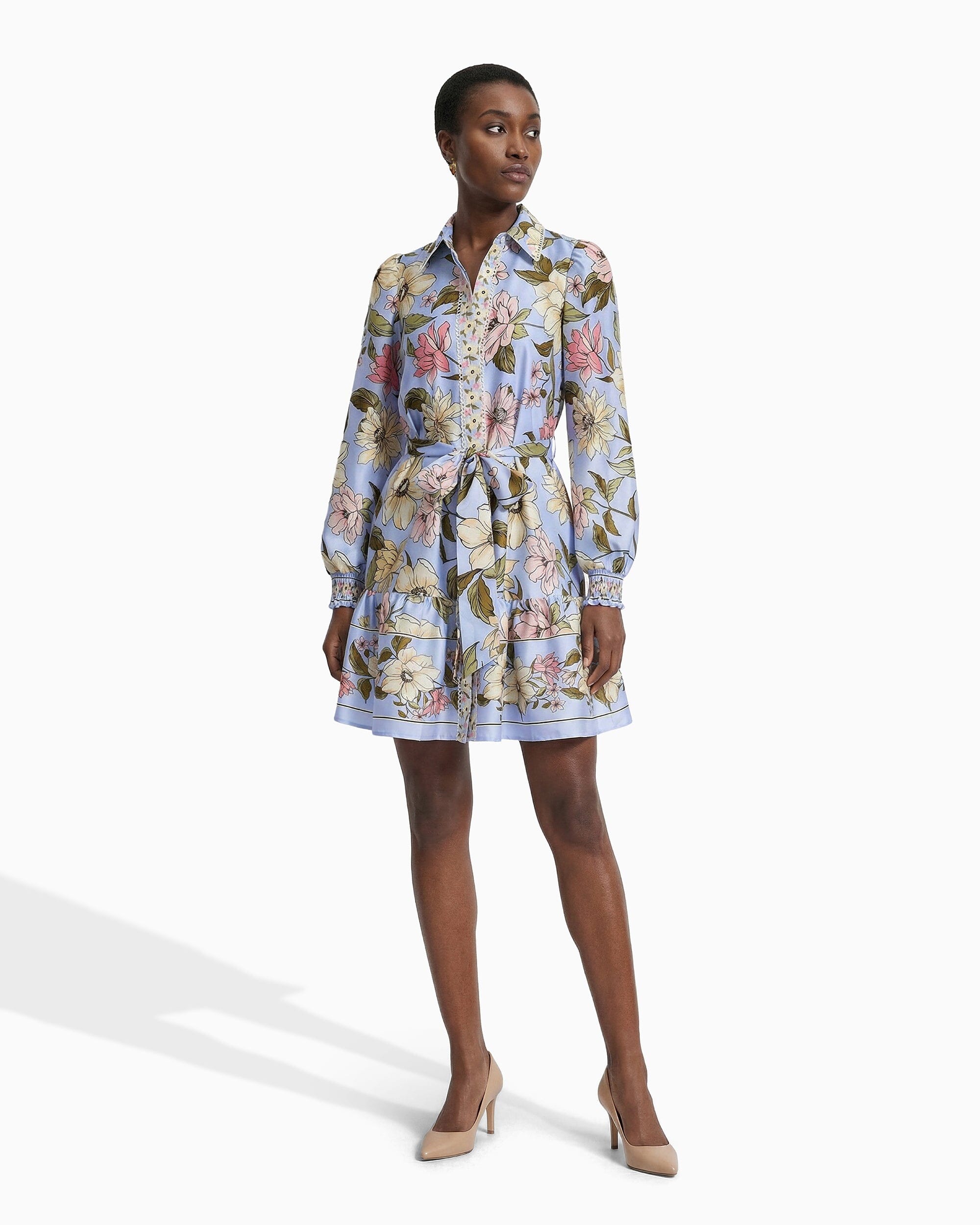 Anne Klein Petite Tiered Construction Shirt Dress