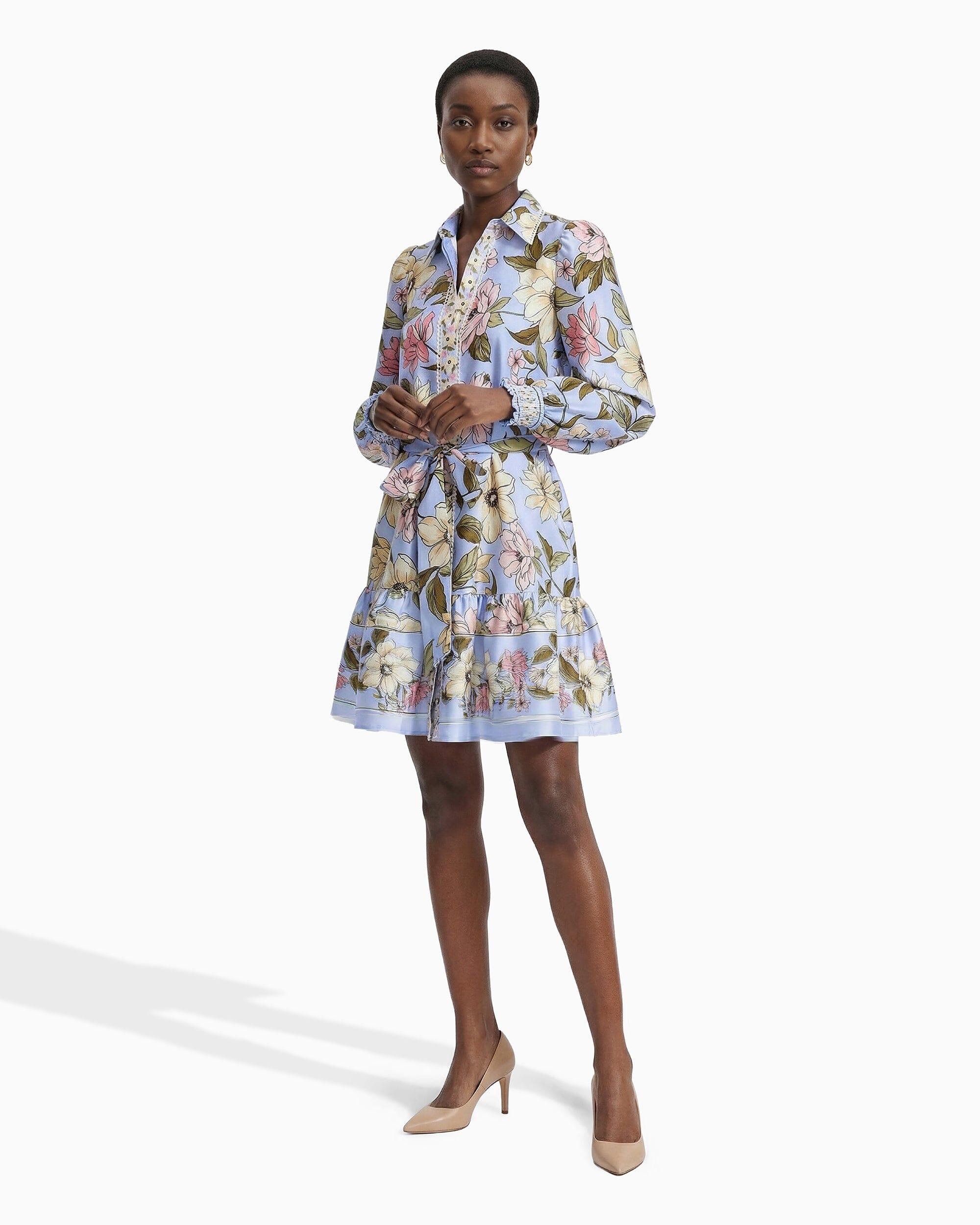 Anne Klein Petite Tiered Construction Shirt Dress