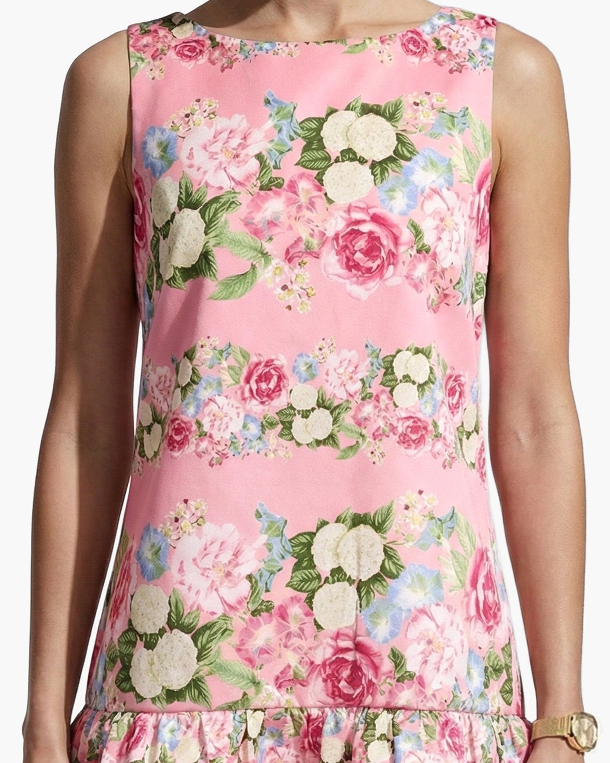 Anne Klein Boat Neck Flounce Shift Silhouette Dress