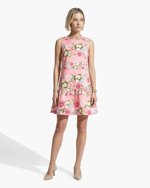Anne Klein Boat Neck Flounce Shift Silhouette Dress