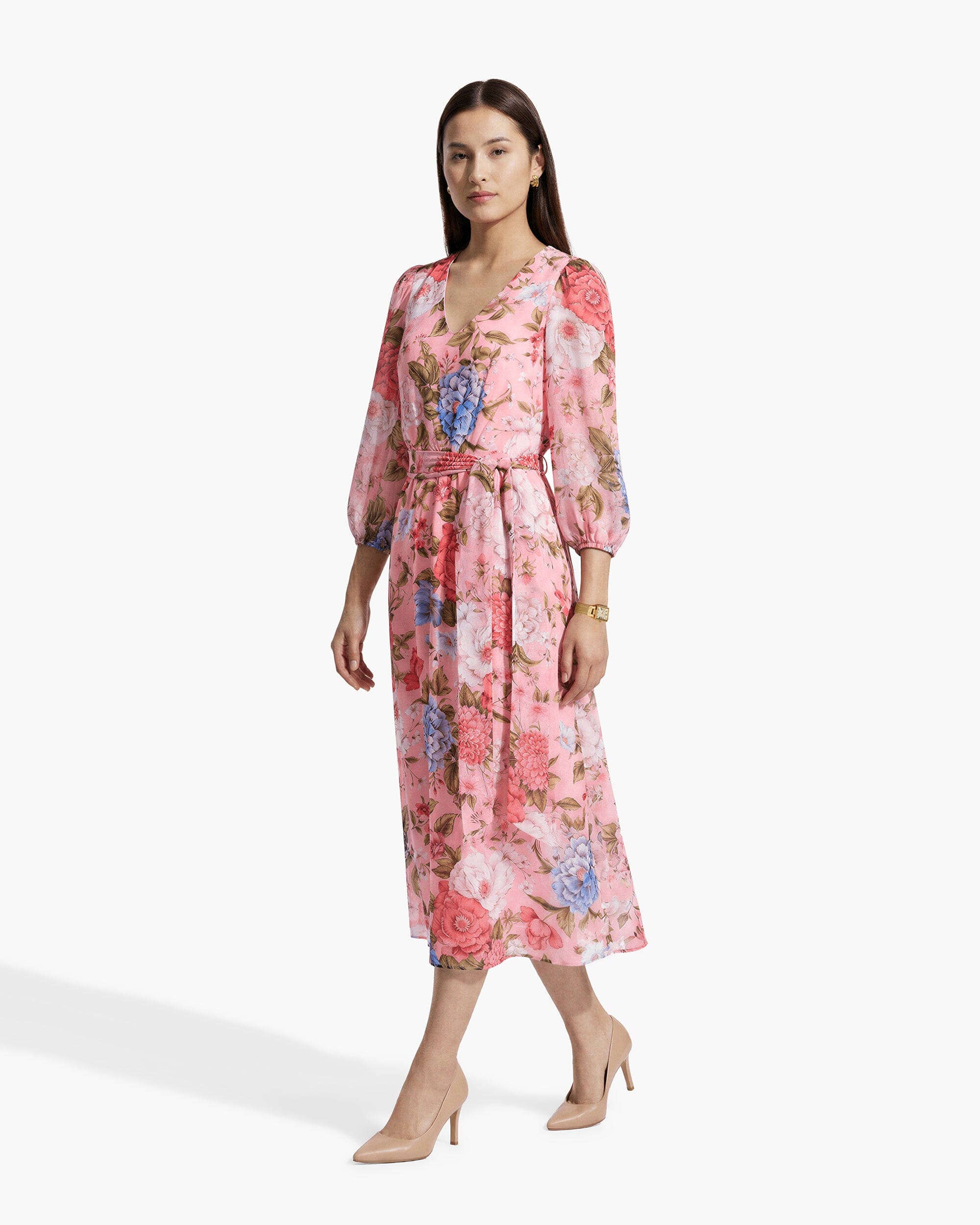 Anne Klein Three-Quarter Sleeve Midi Length Dress