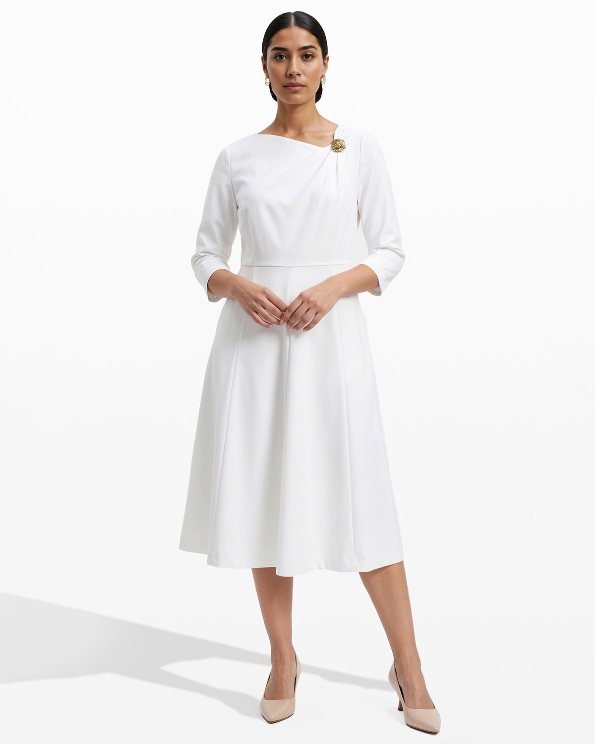 Anne Klein Shoulder Pin Midi Dress